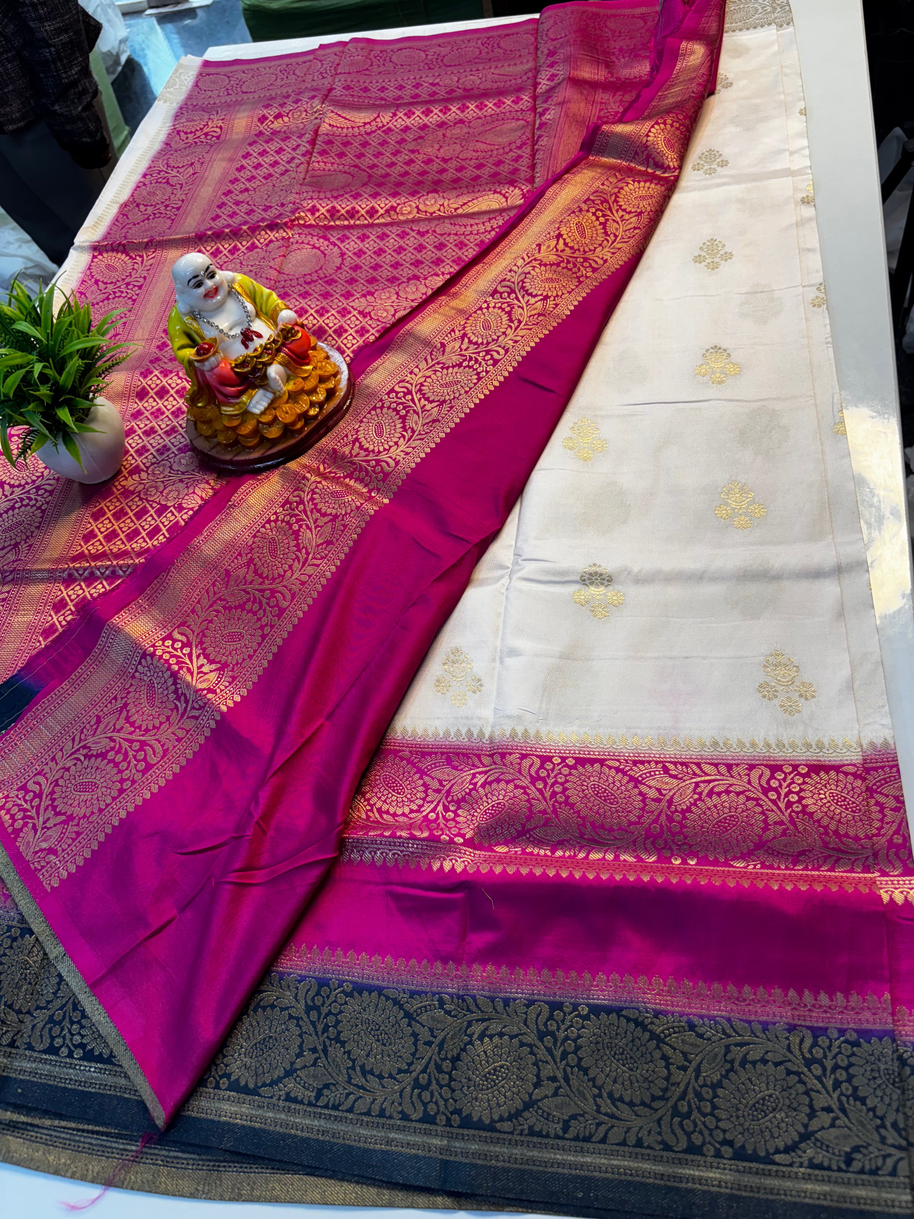 Premium Mysore Crepe Silk Saree with 3D Pattern – Rich Pallu | Padmavathi Silks and Sarees
