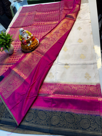 Premium Mysore Crepe Silk Saree with 3D Pattern – Rich Pallu | Padmavathi Silks and Sarees