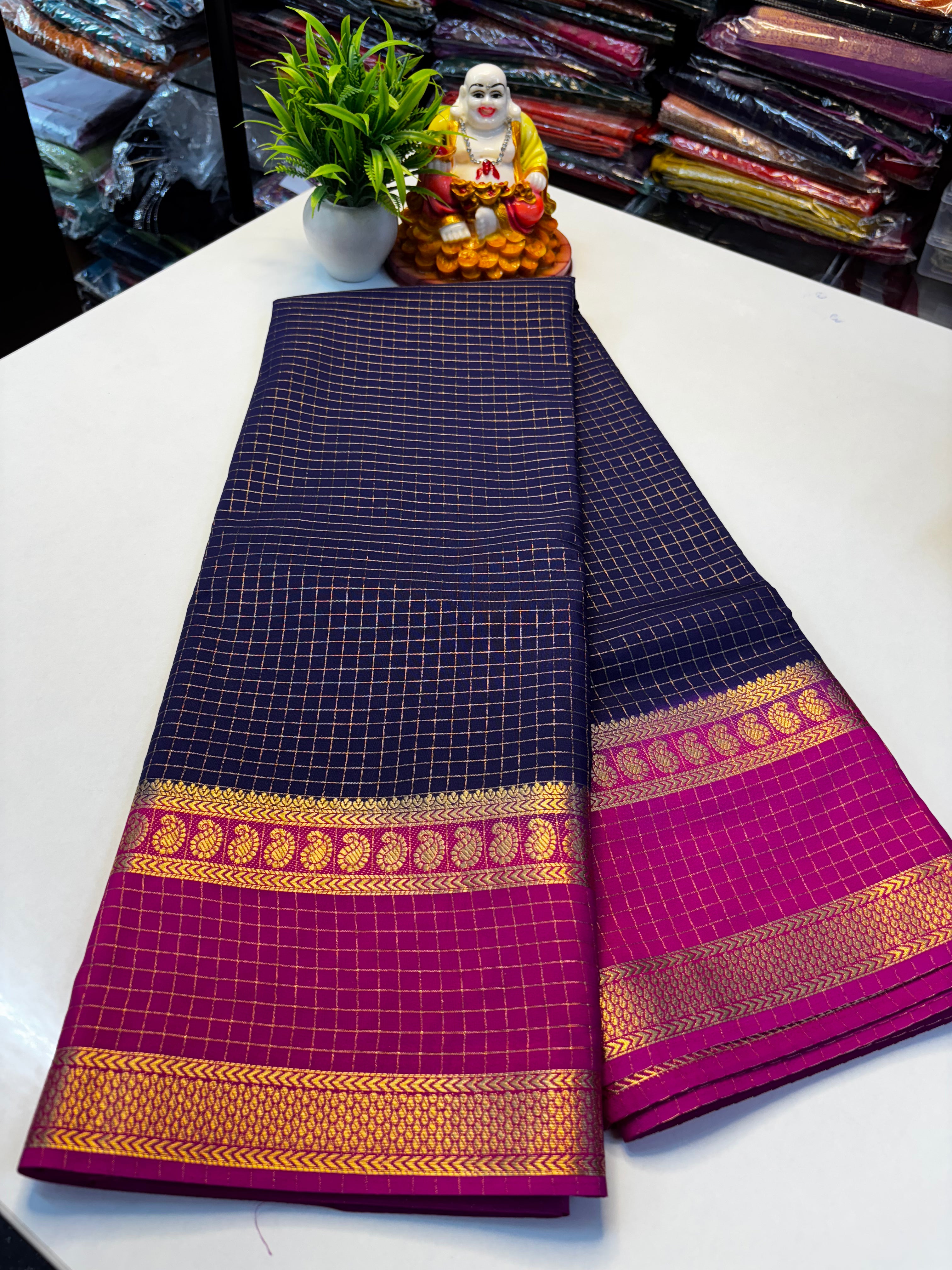 Premium Mysore Crepe Silk Saree with Mango Bentex Border