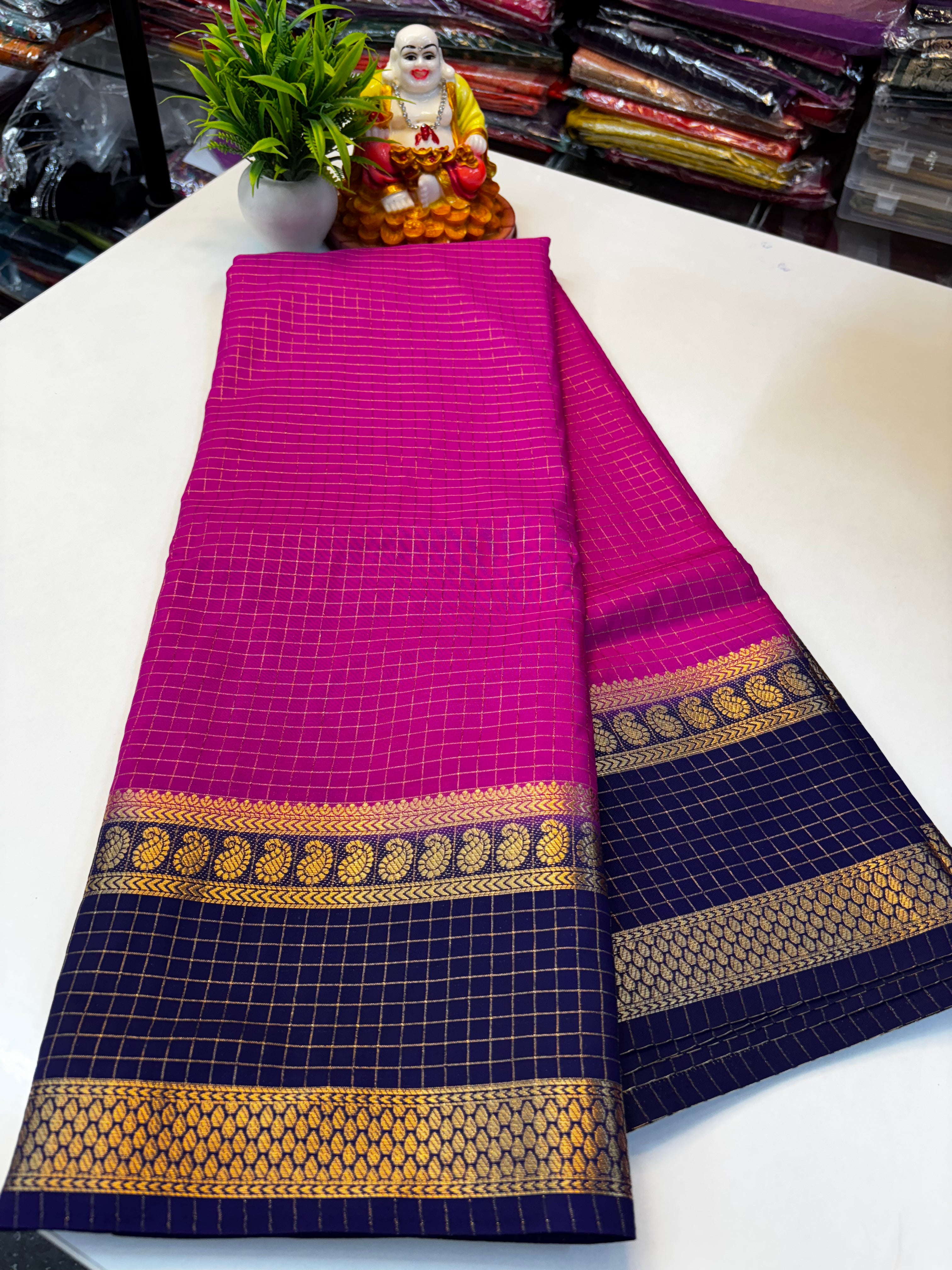 Premium Mysore Crepe Silk Saree with Mango Bentex Border
