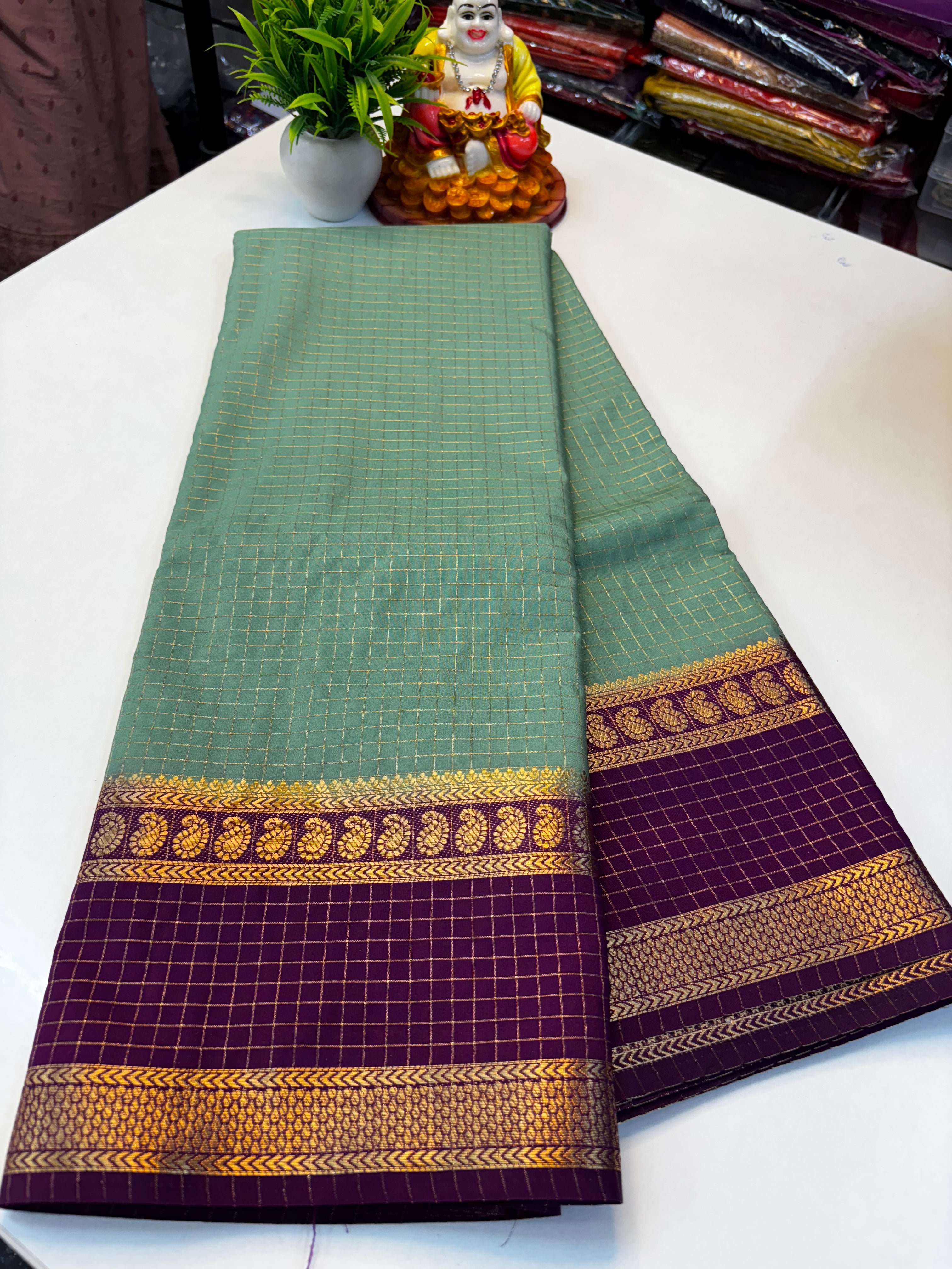 Premium Mysore Crepe Silk Saree with Mango Bentex Border