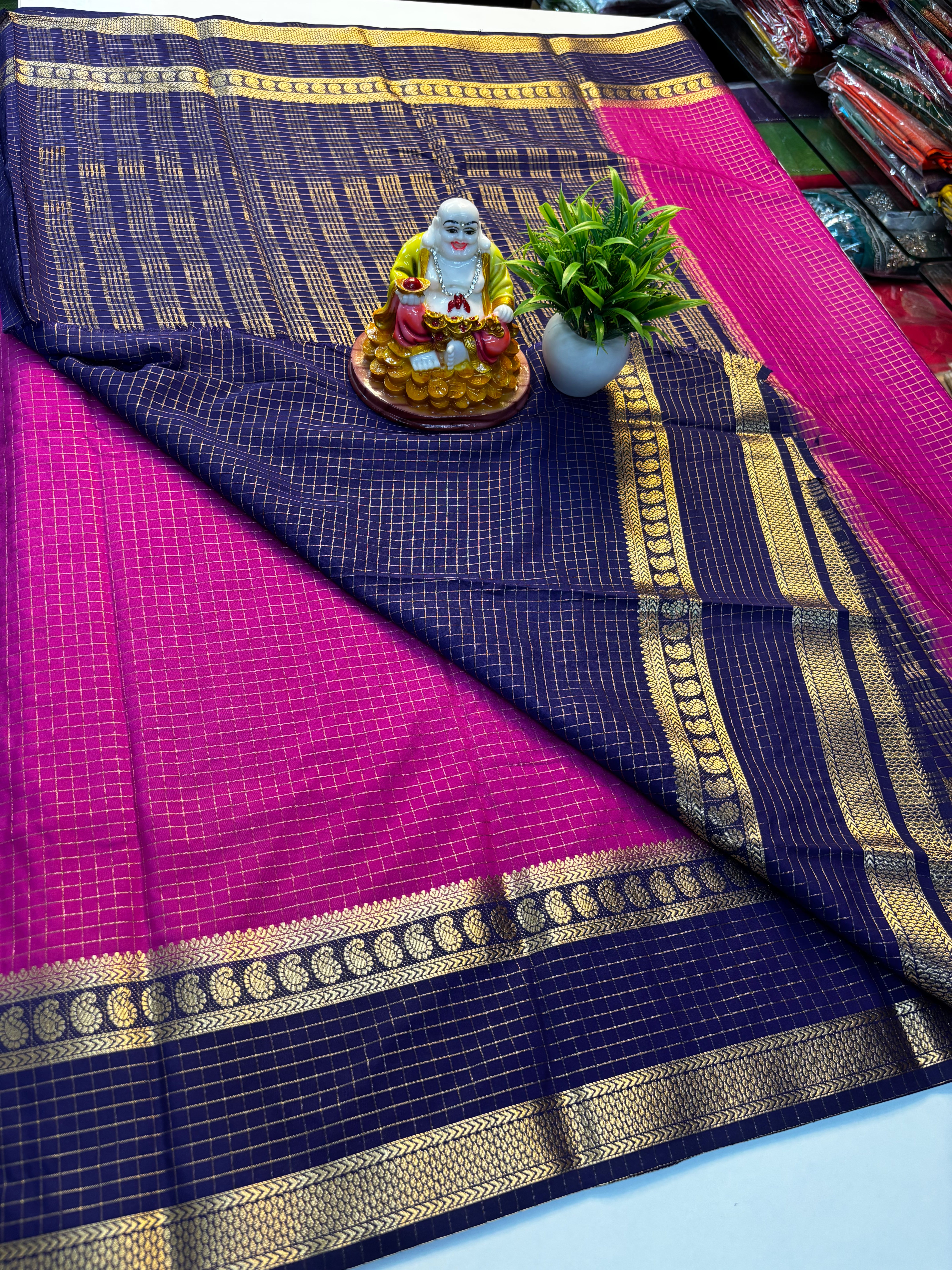 Premium Mysore Crepe Silk Saree with Mango Bentex Border