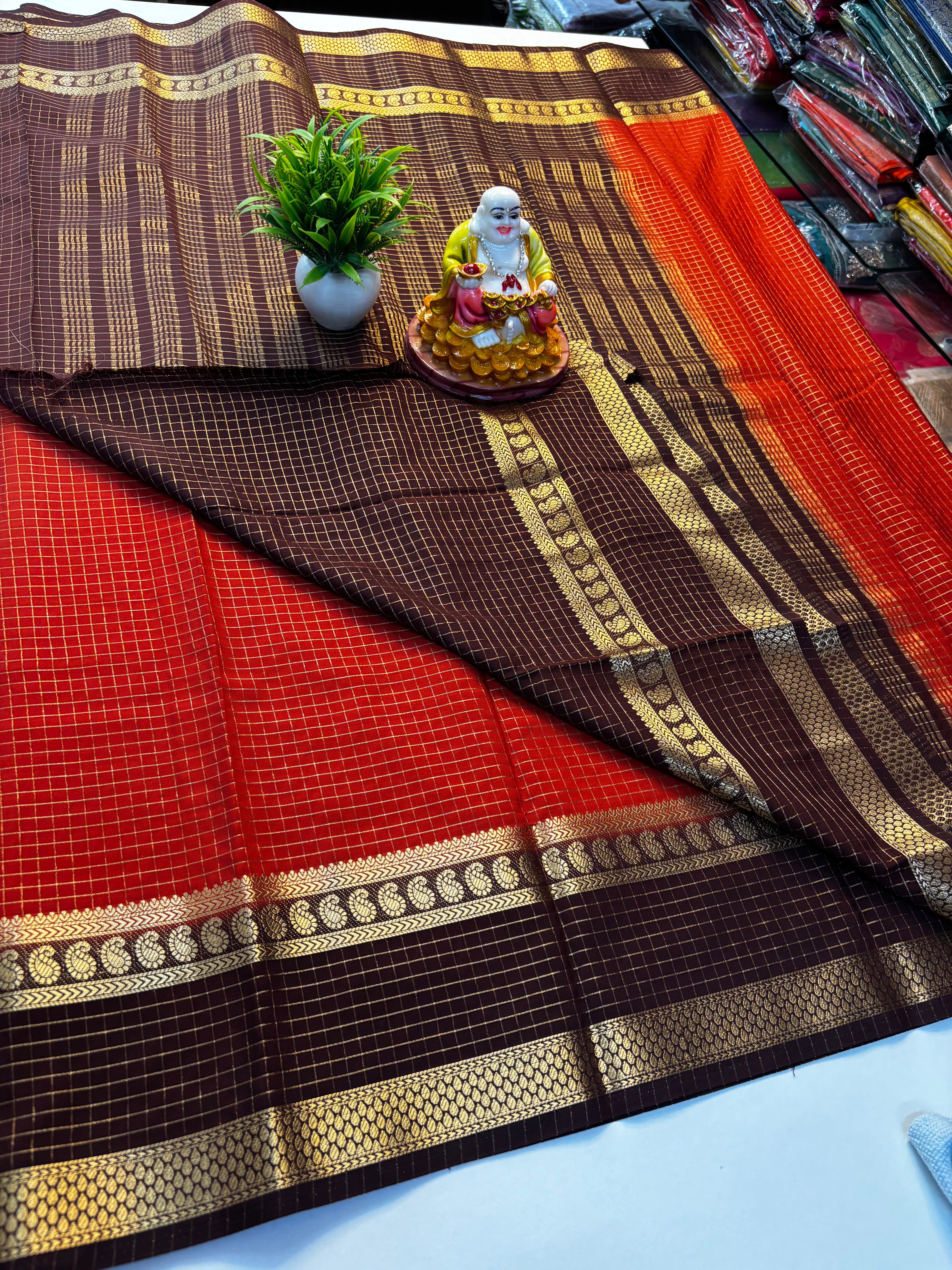 Premium Mysore Crepe Silk Saree with Mango Bentex Border