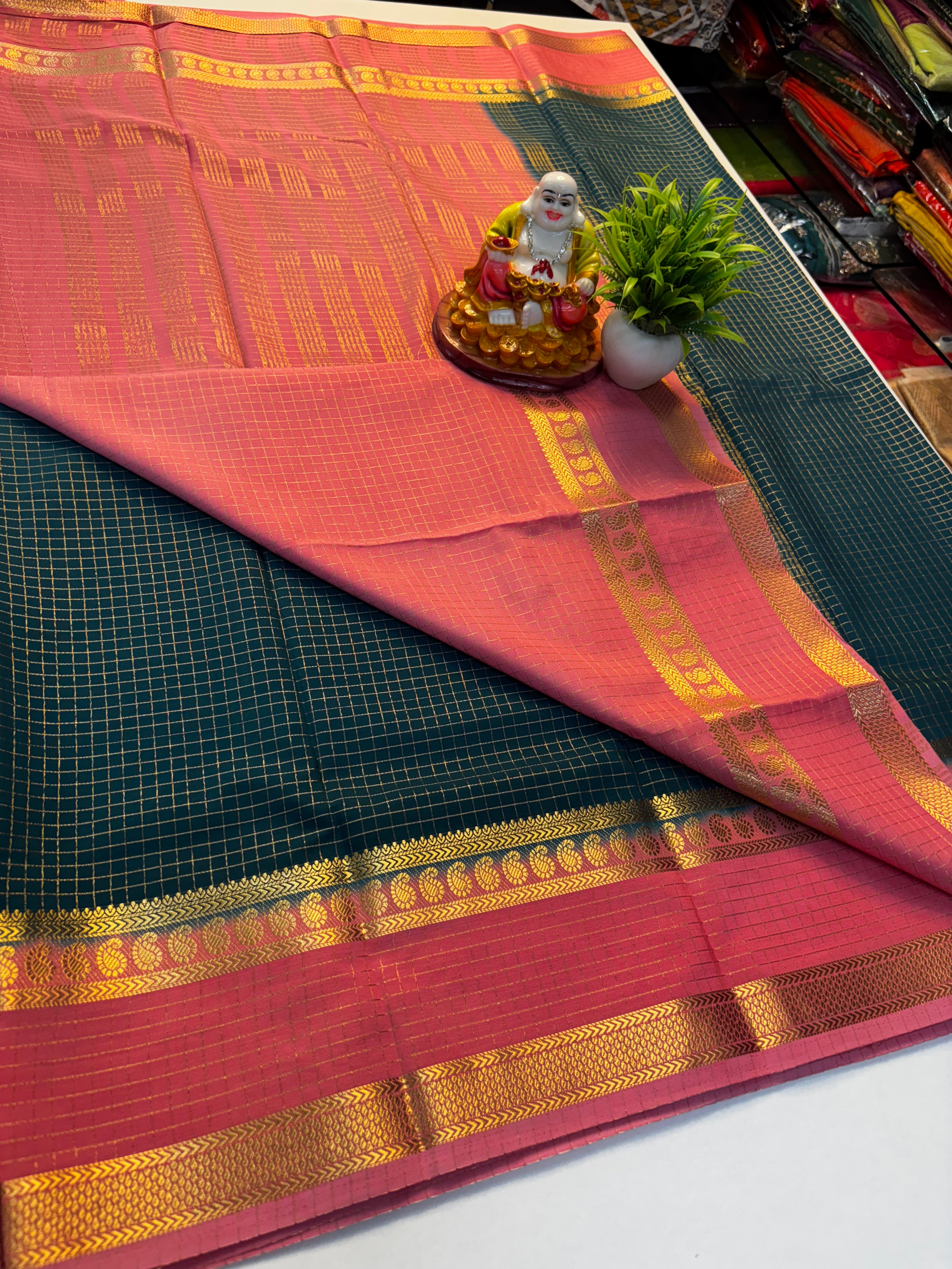Premium Mysore Crepe Silk Saree with Mango Bentex Border