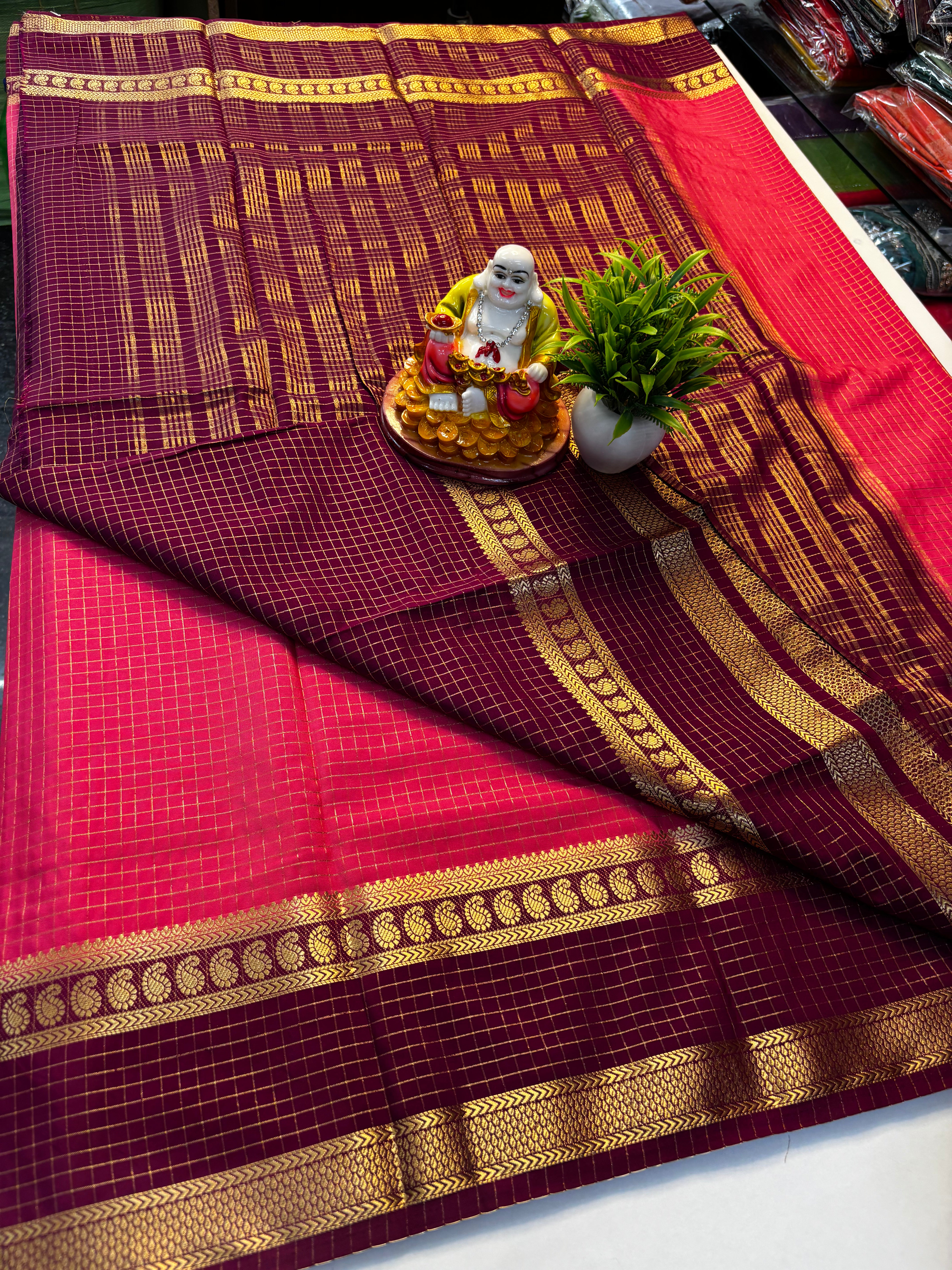 Premium Mysore Crepe Silk Saree with Mango Bentex Border