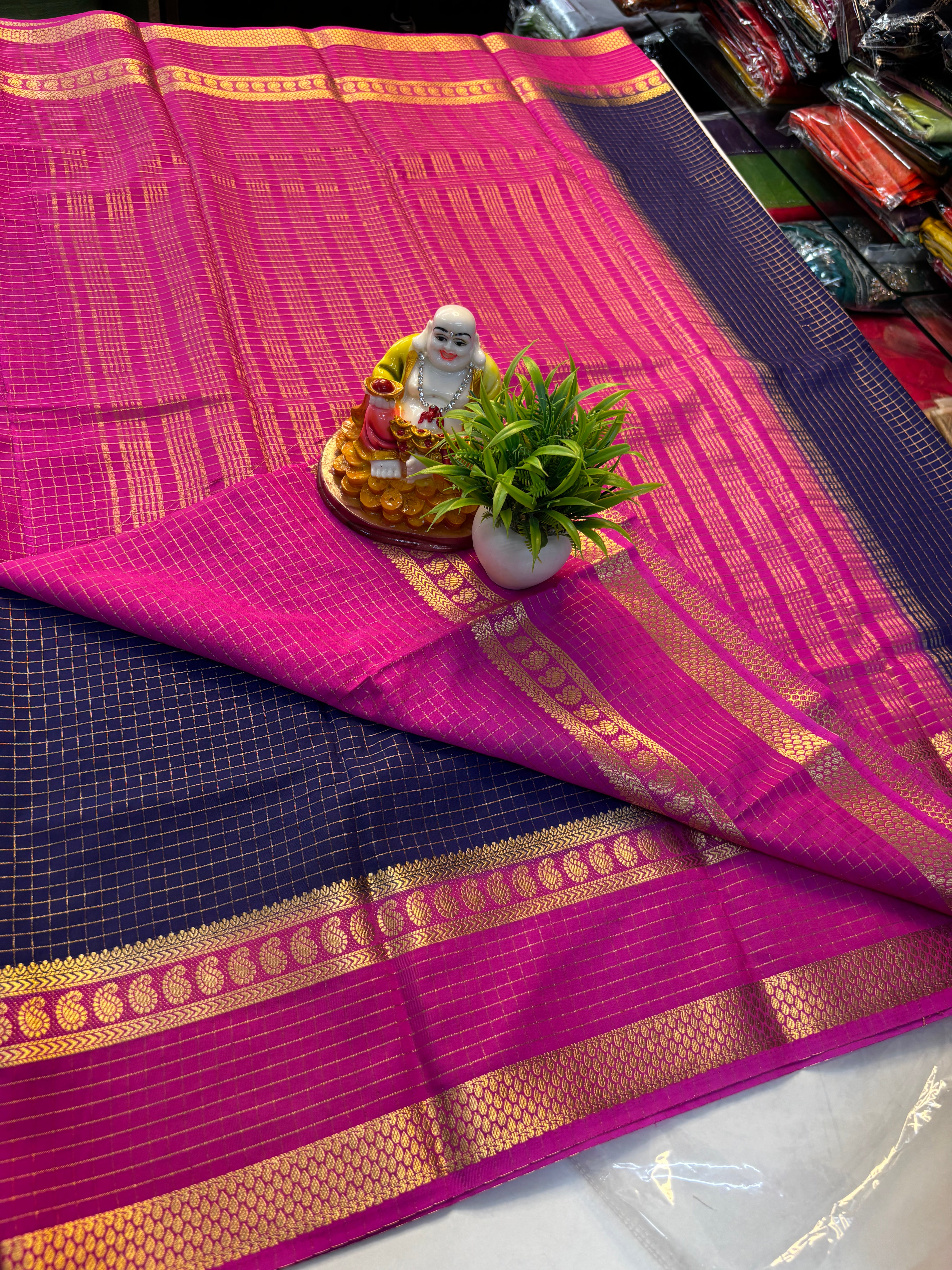 Premium Mysore Crepe Silk Saree with Mango Bentex Border