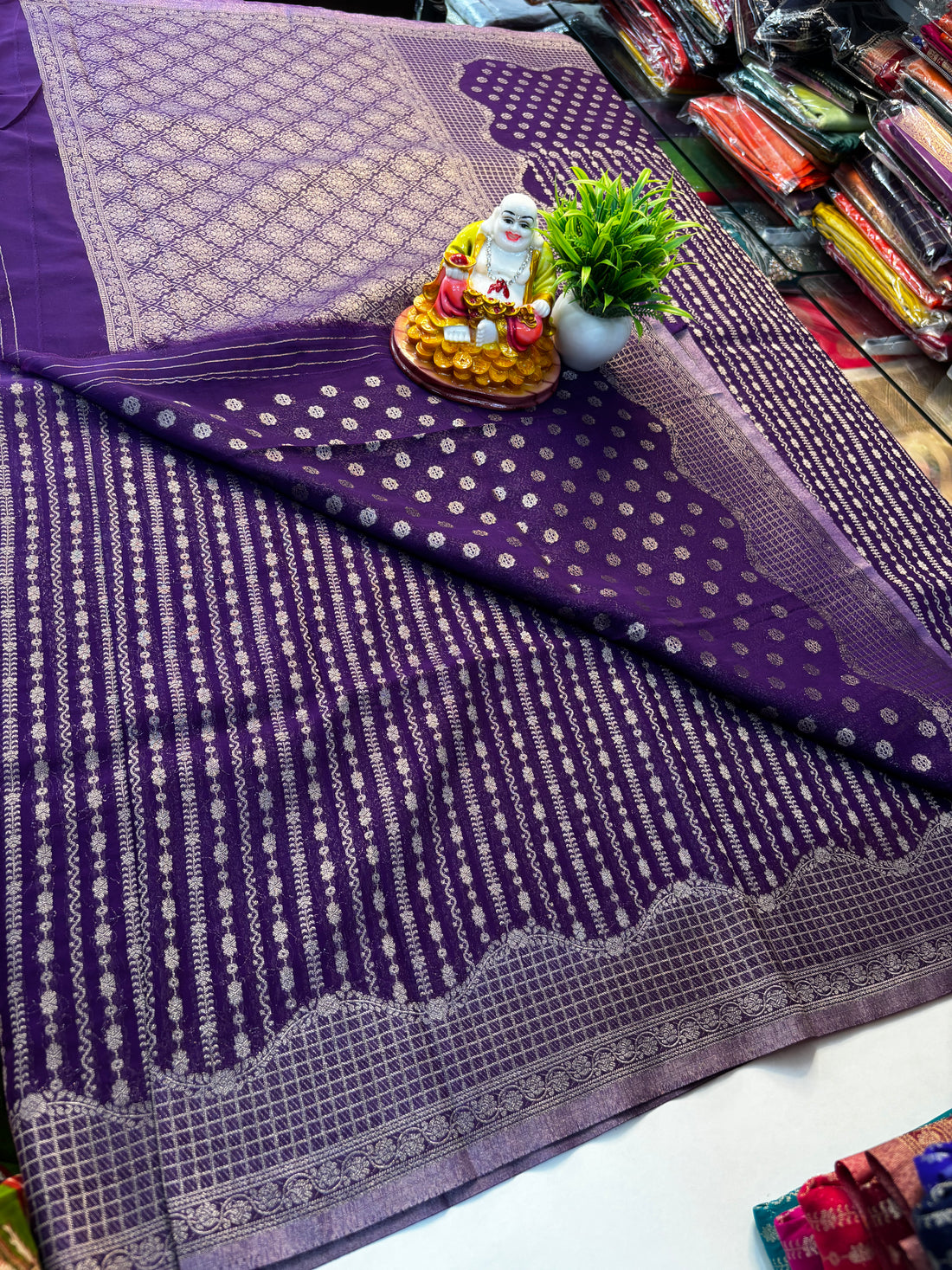 Chiffon Saree with Stripes – Rich Pallu & Butta Blouse