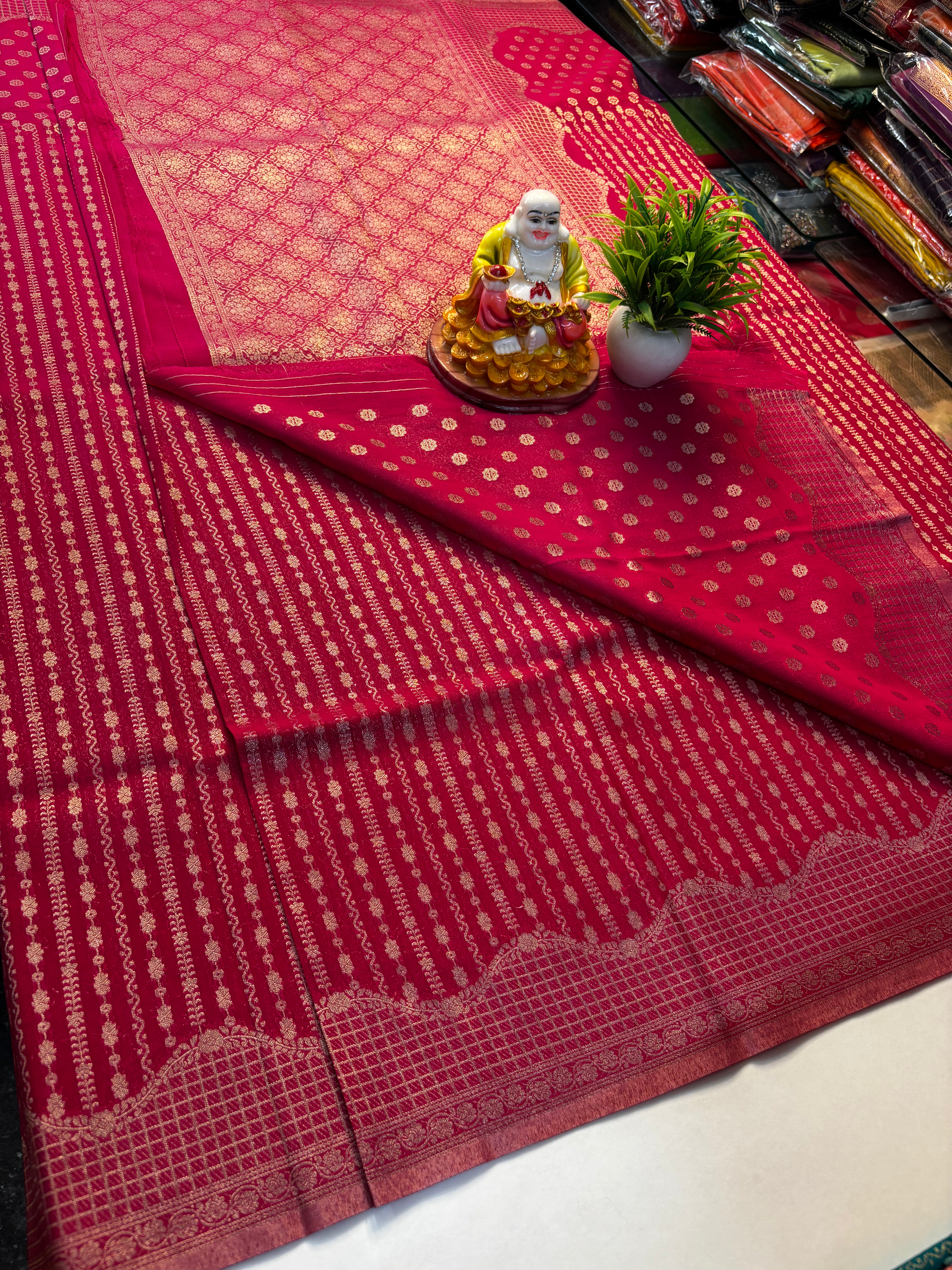 Chiffon Saree with Stripes – Rich Pallu & Butta Blouse