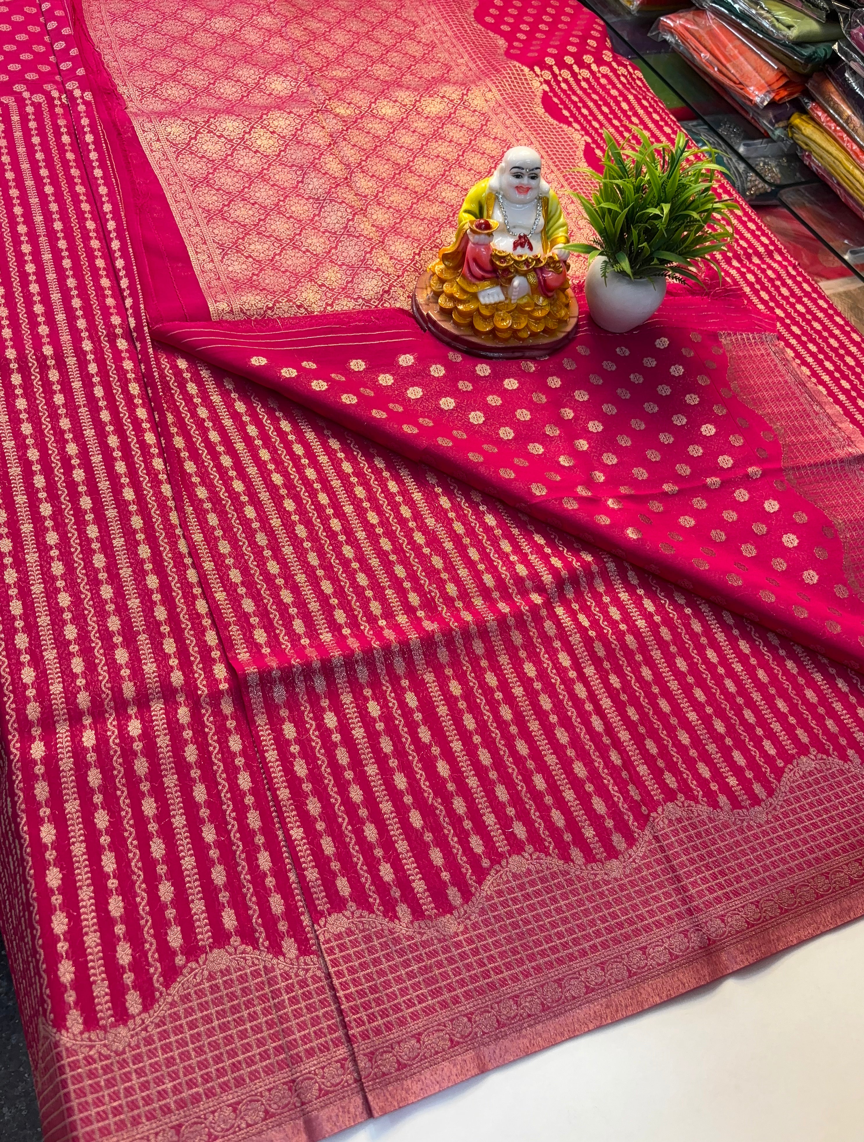 Chiffon Saree with Stripes – Rich Pallu & Butta Blouse
