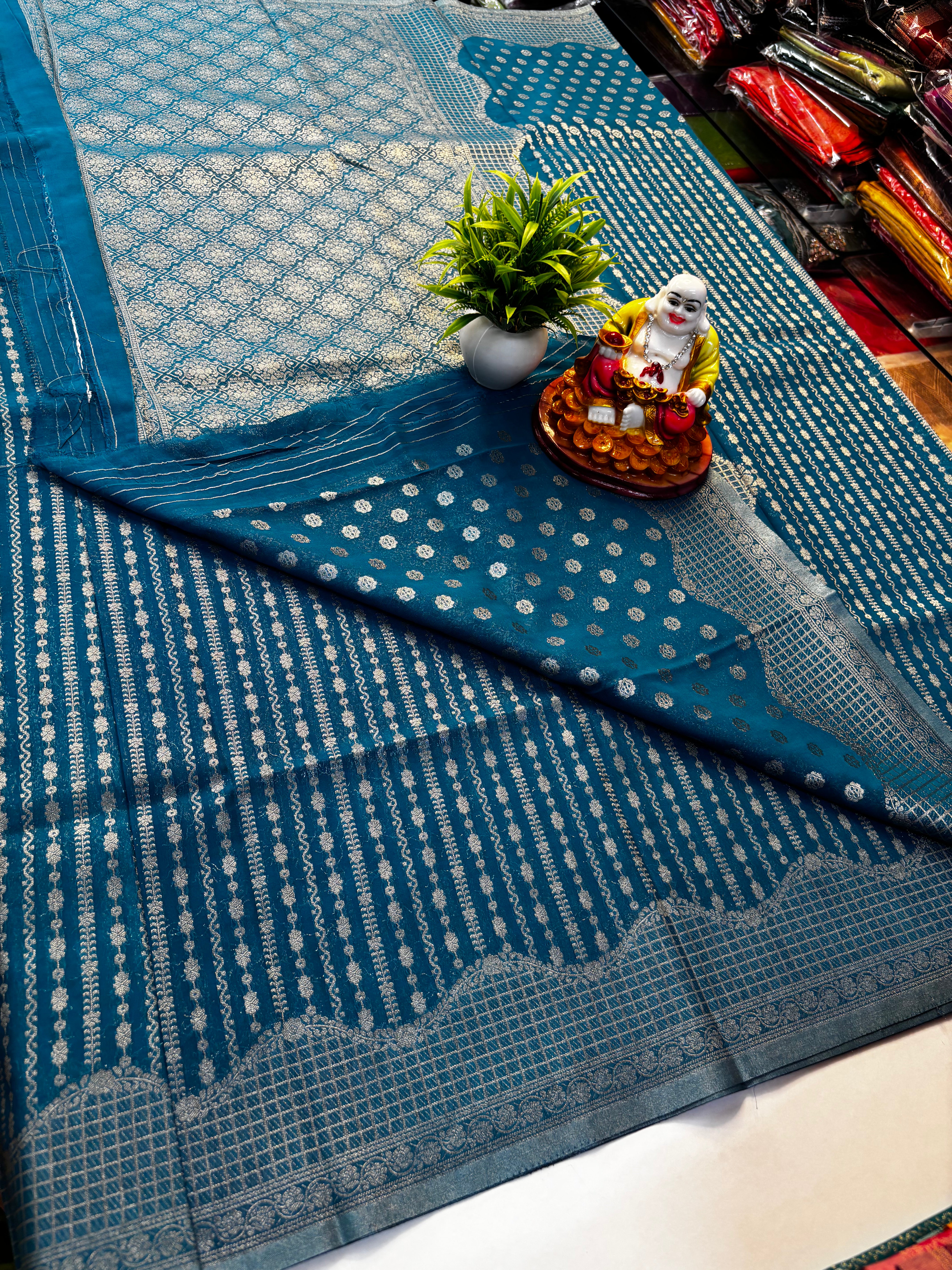 Chiffon Saree with Stripes – Rich Pallu & Butta Blouse