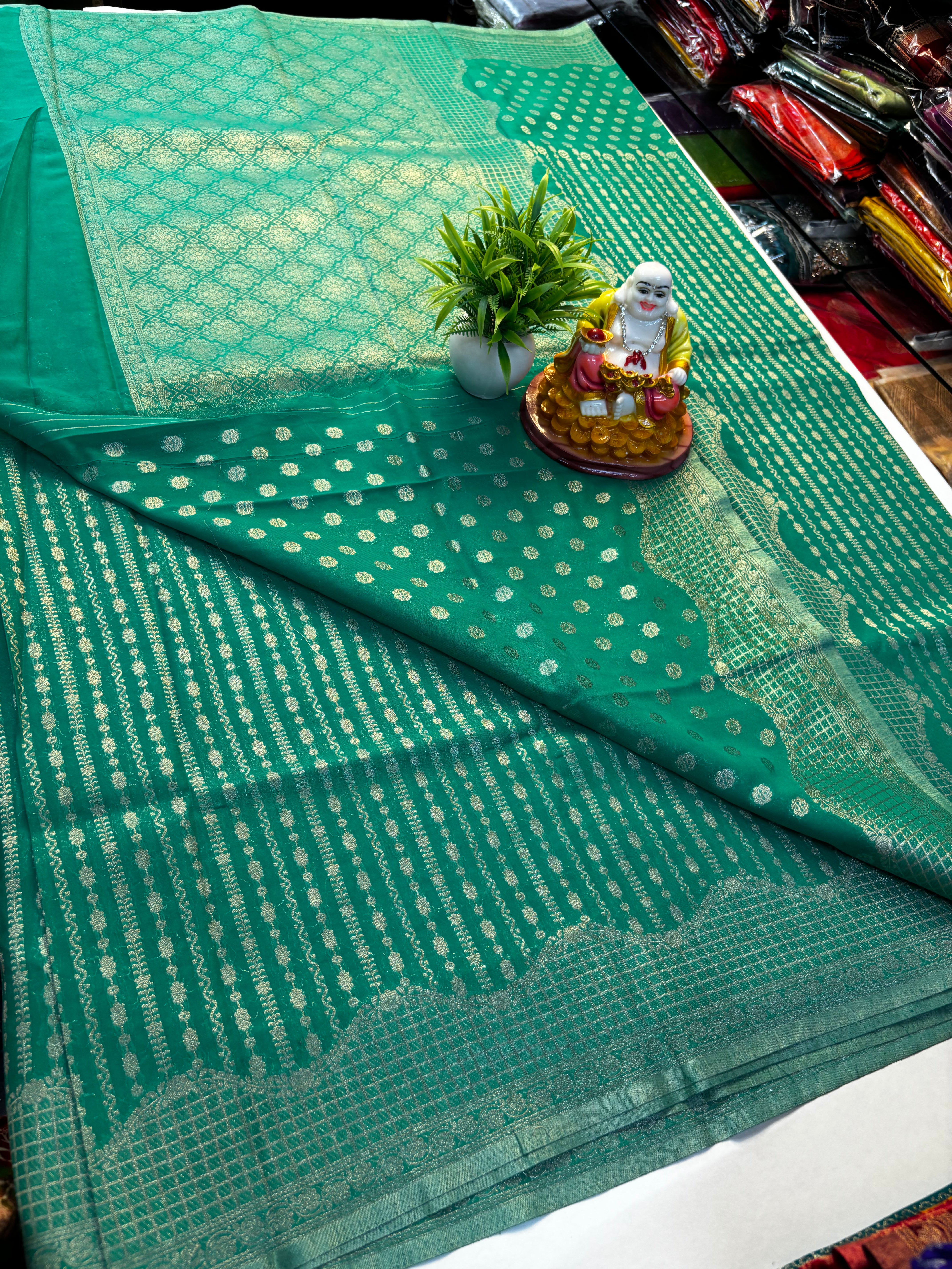 Chiffon Saree with Stripes – Rich Pallu & Butta Blouse