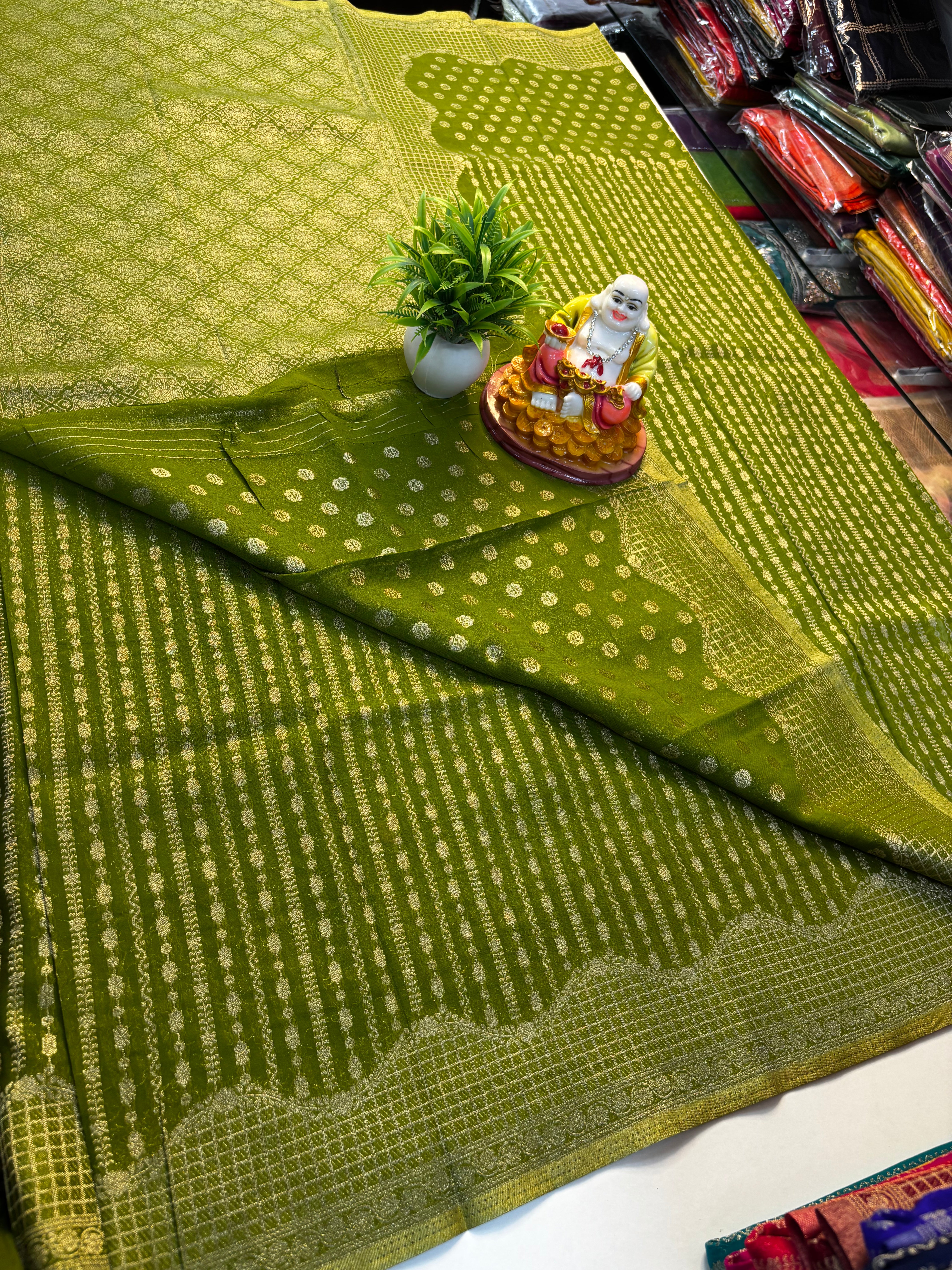Chiffon Saree with Stripes – Rich Pallu & Butta Blouse
