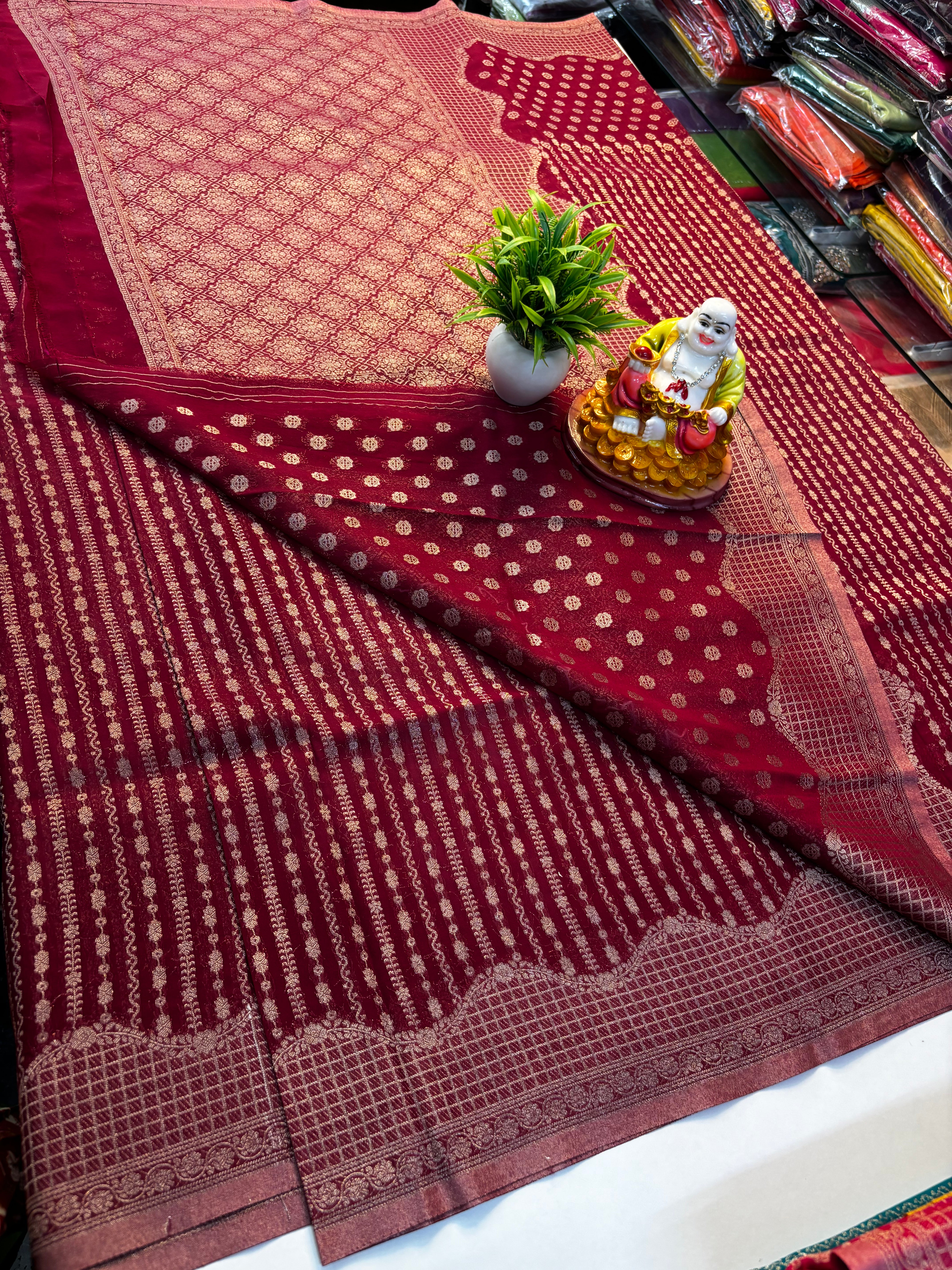 Chiffon Saree with Stripes – Rich Pallu & Butta Blouse