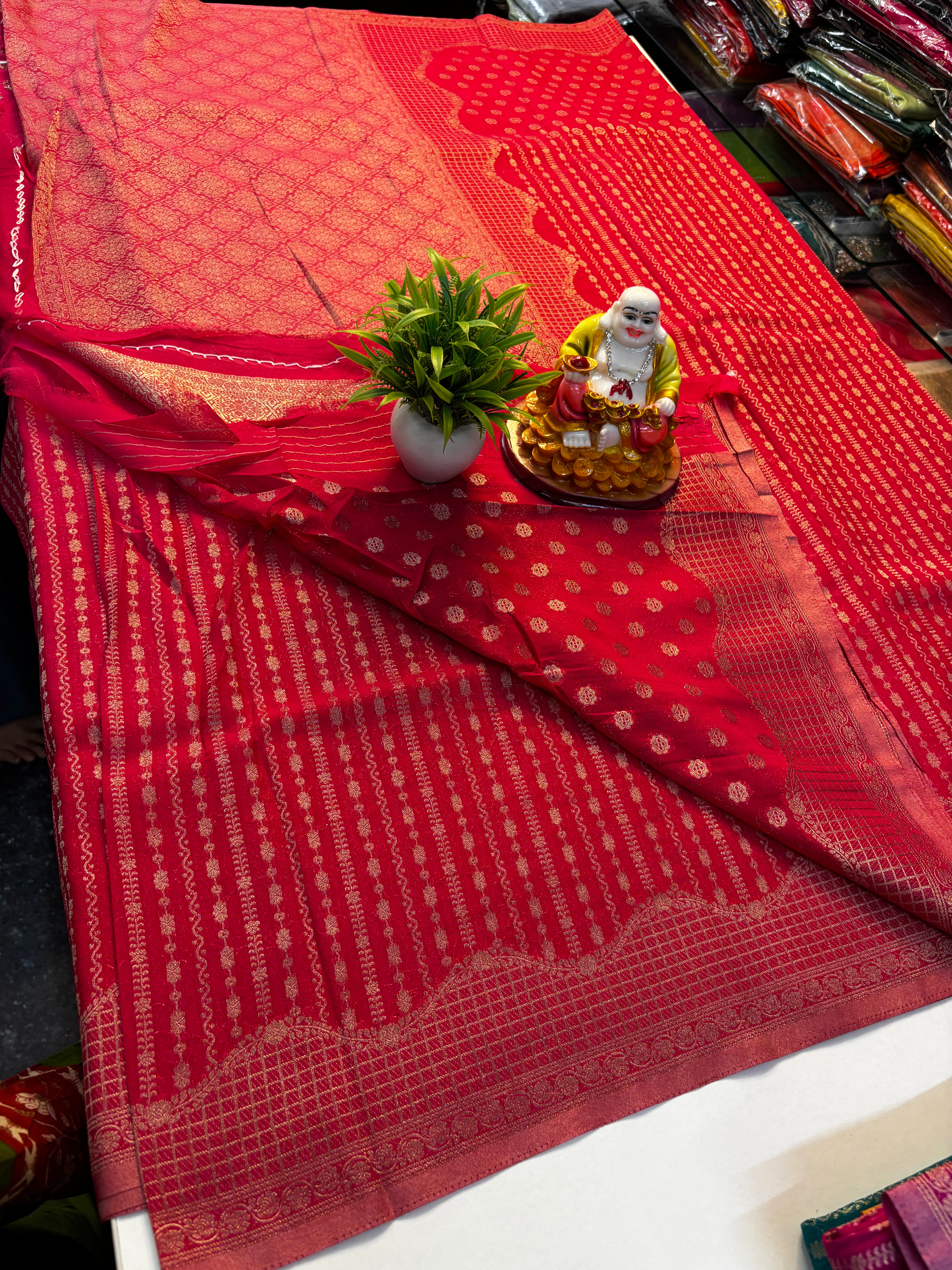 Chiffon Saree with Stripes – Rich Pallu & Butta Blouse