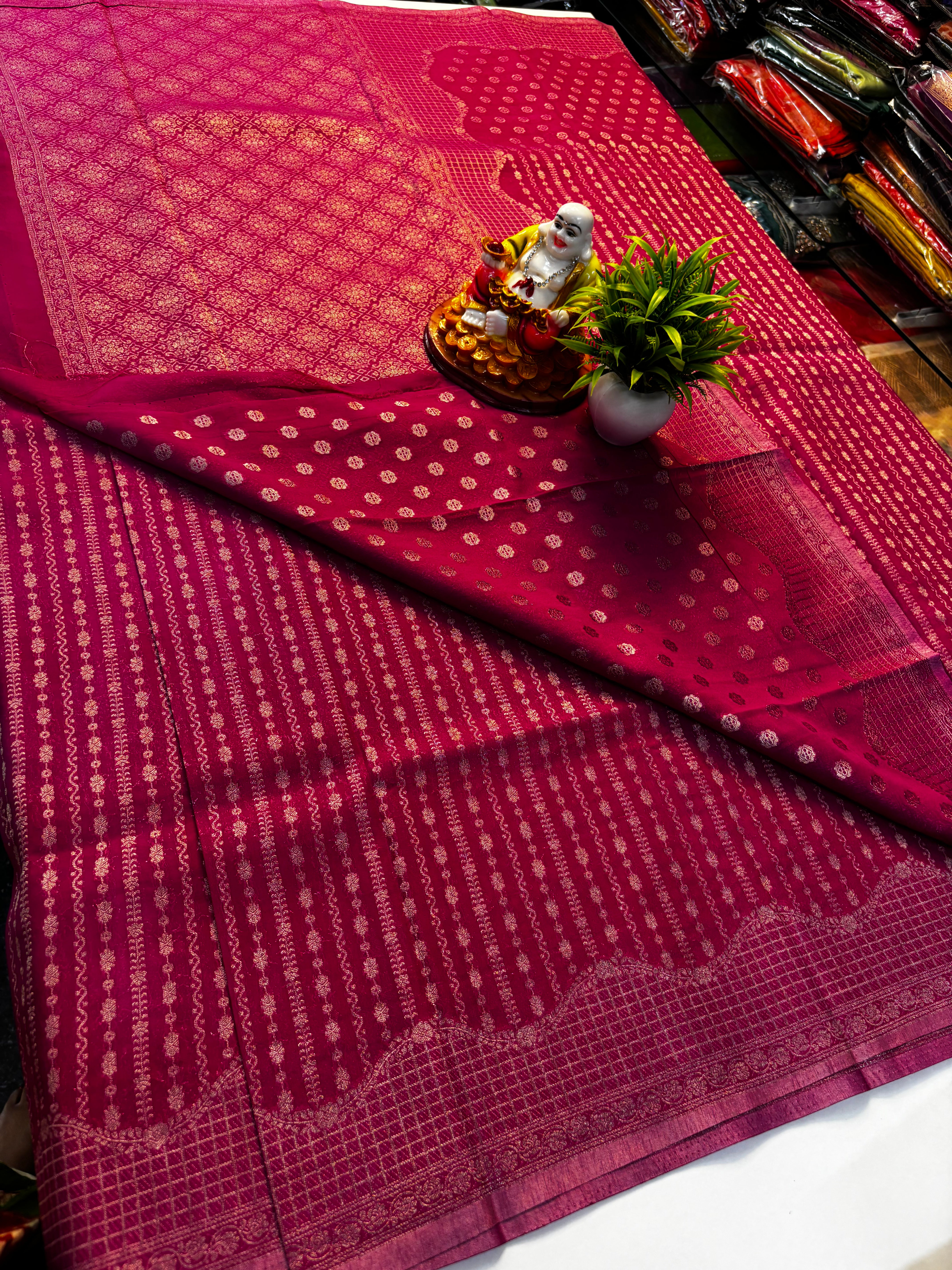 Chiffon Saree with Stripes – Rich Pallu & Butta Blouse