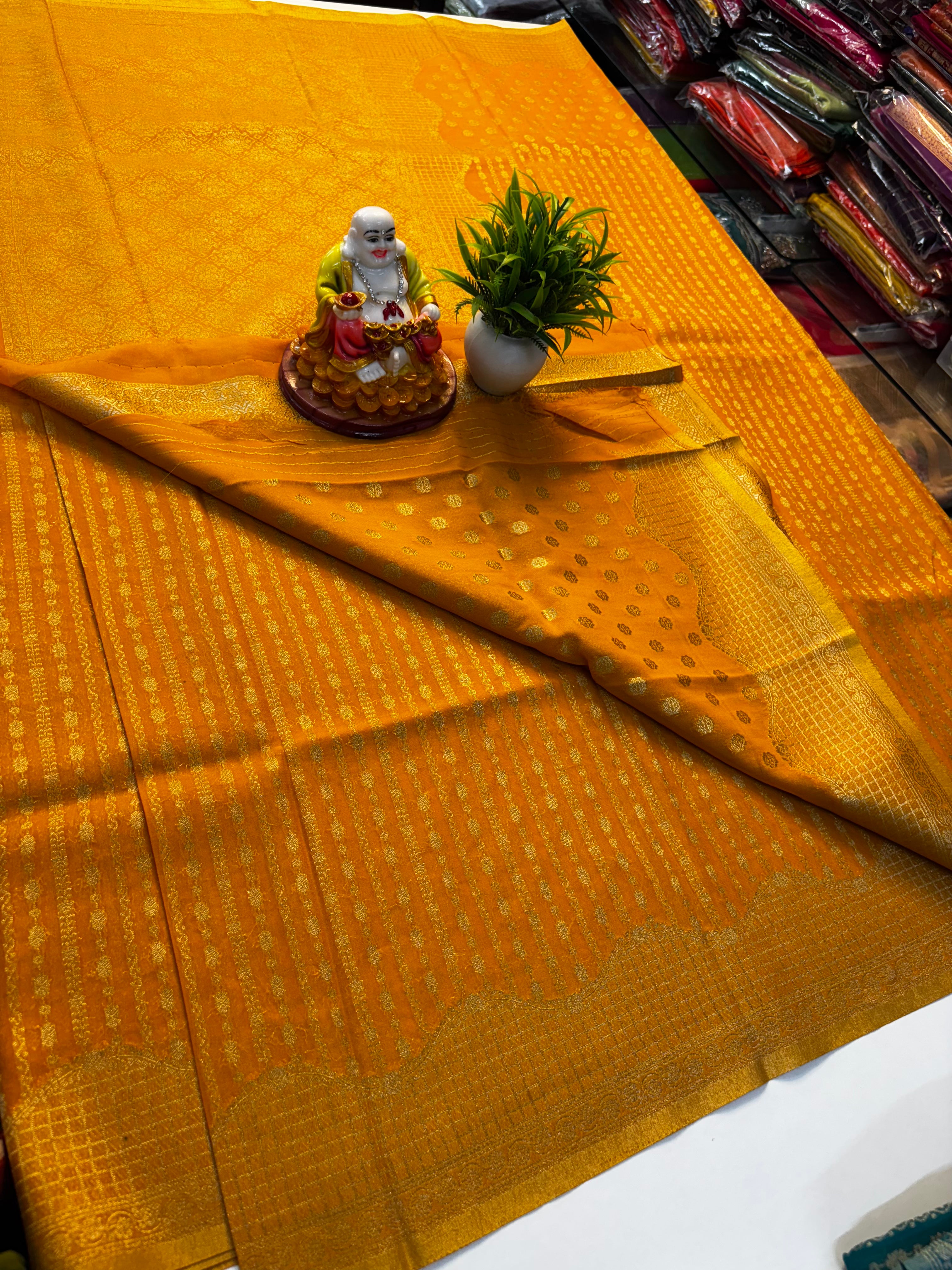 Chiffon Saree with Stripes – Rich Pallu & Butta Blouse