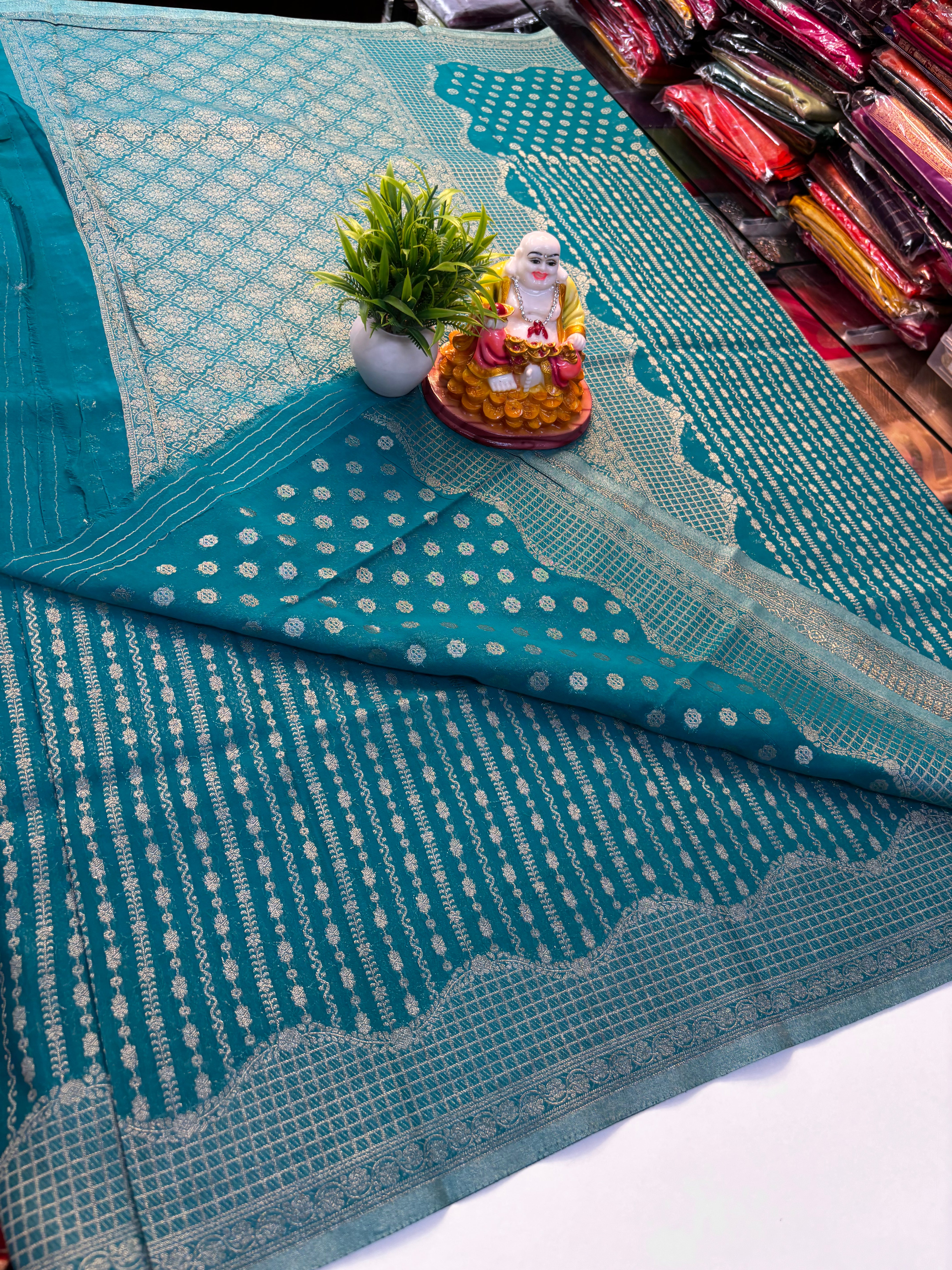 Chiffon Saree with Stripes – Rich Pallu & Butta Blouse