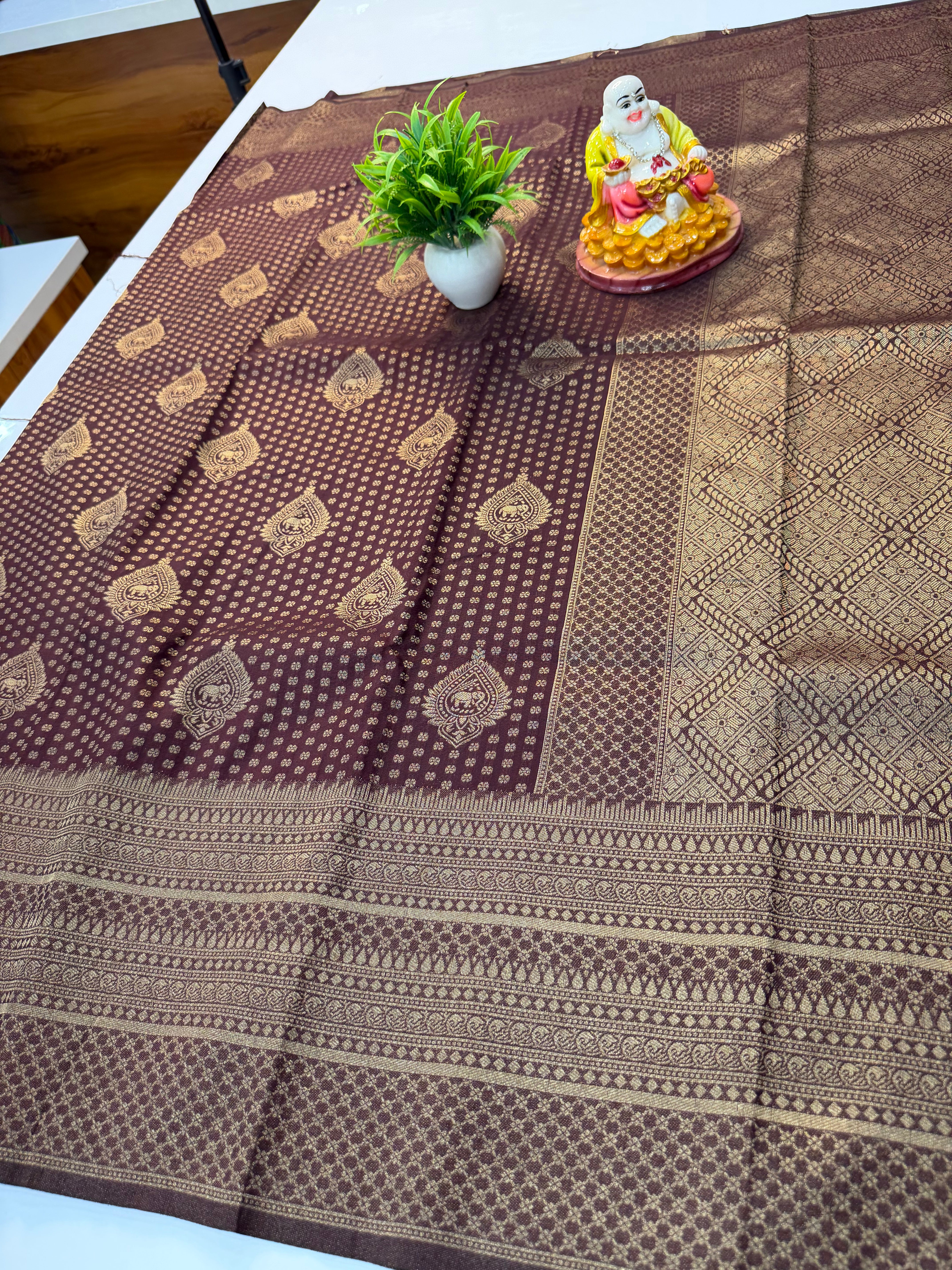 Premium Georgette Saree with Buttas, Elephant  & Rich Pallu