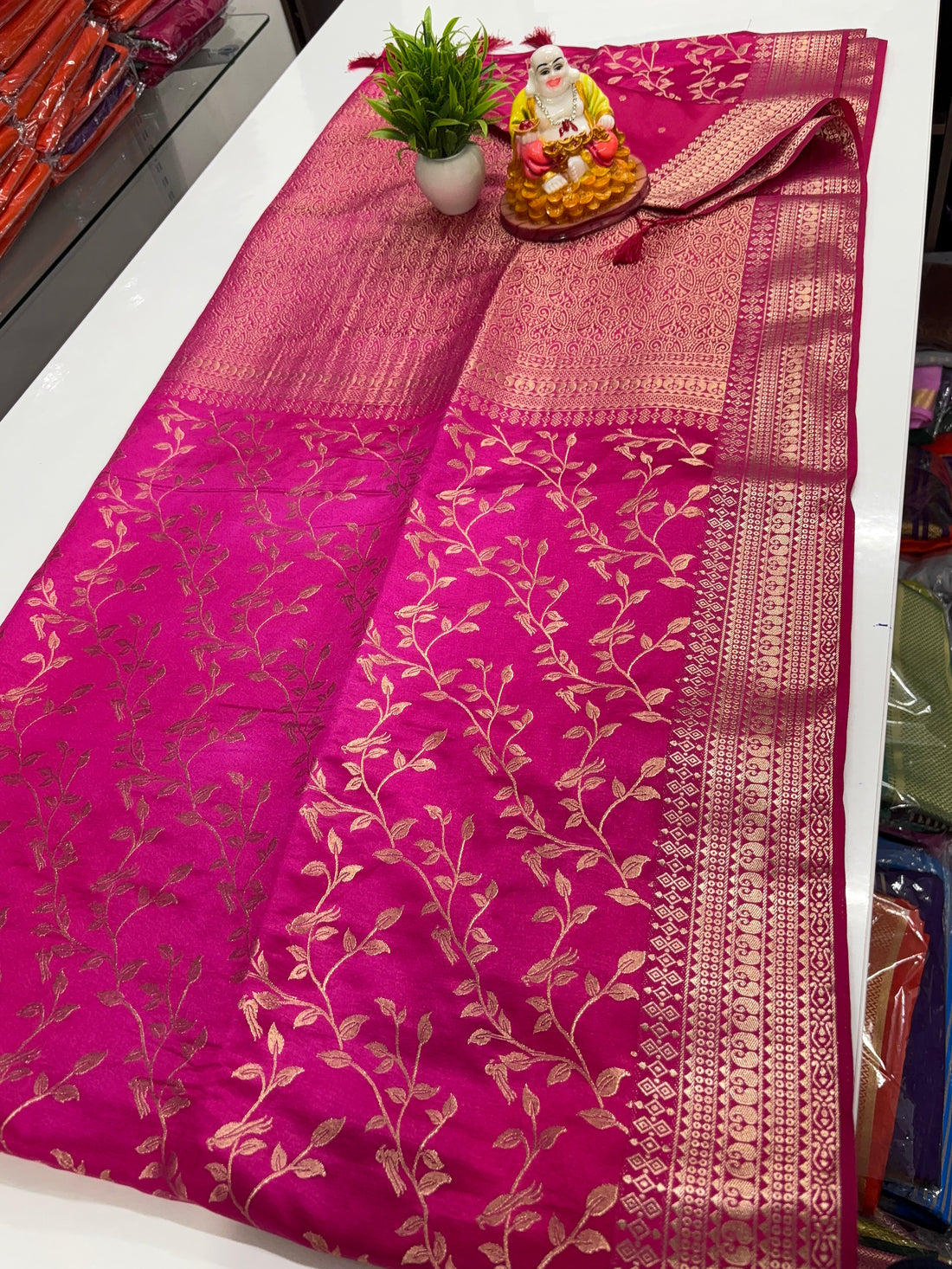 Premium Satin Saree with Meenakari Design | Padmavathi Silks & Sarees