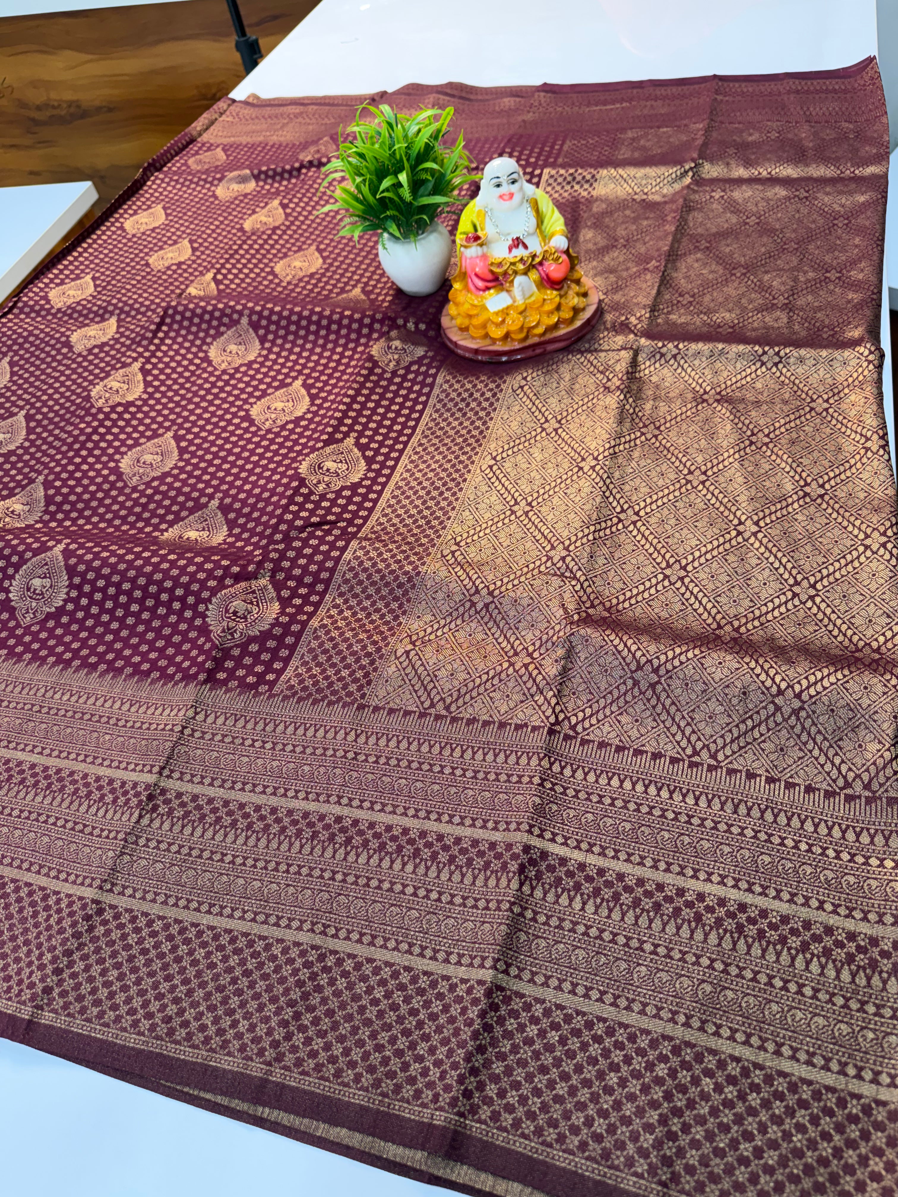 Premium Georgette Saree with Buttas, Elephant  & Rich Pallu