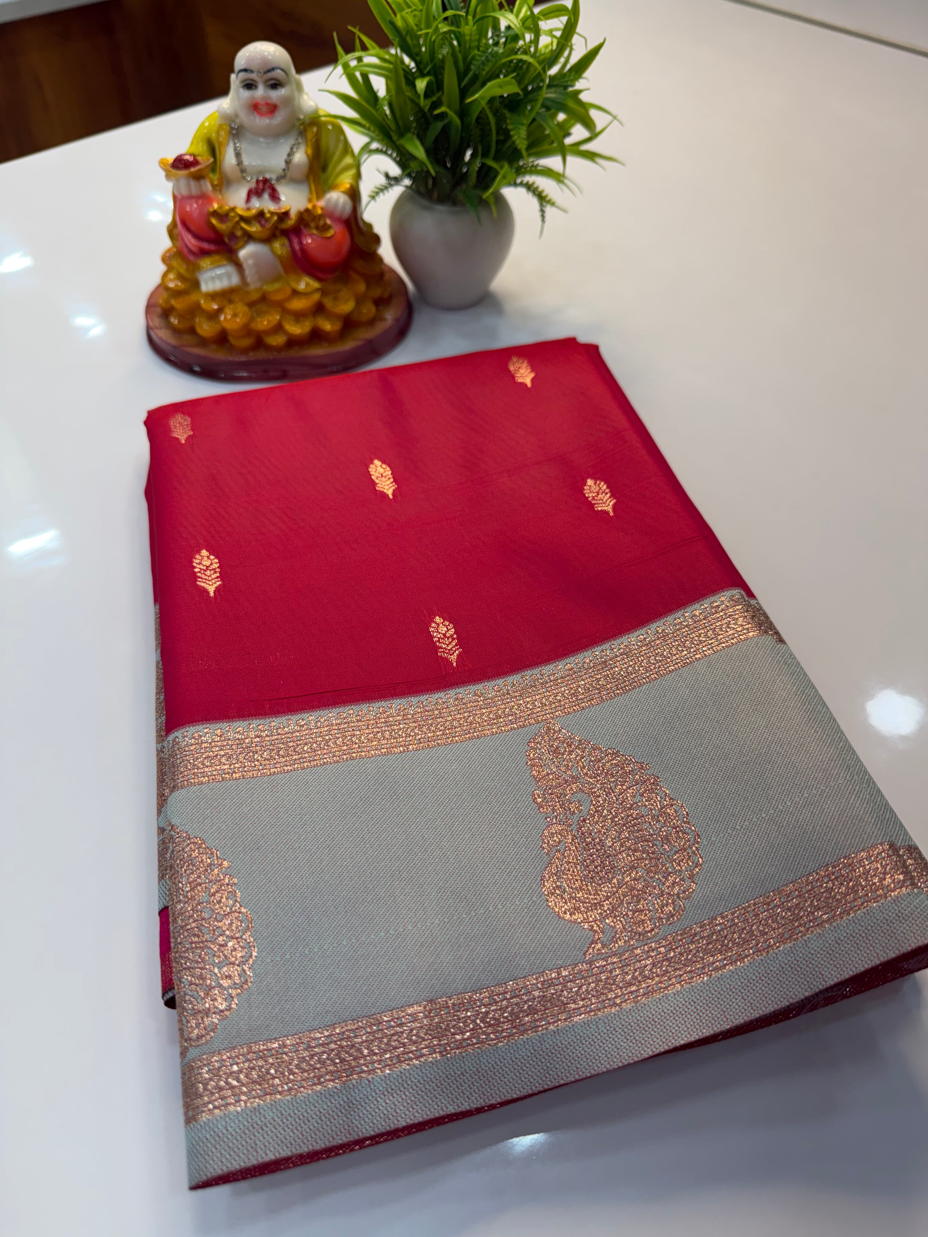 Semi Silk Saree with Buttas & Bentex Border | Rich Pallu | Padmavathi Silks and Sarees