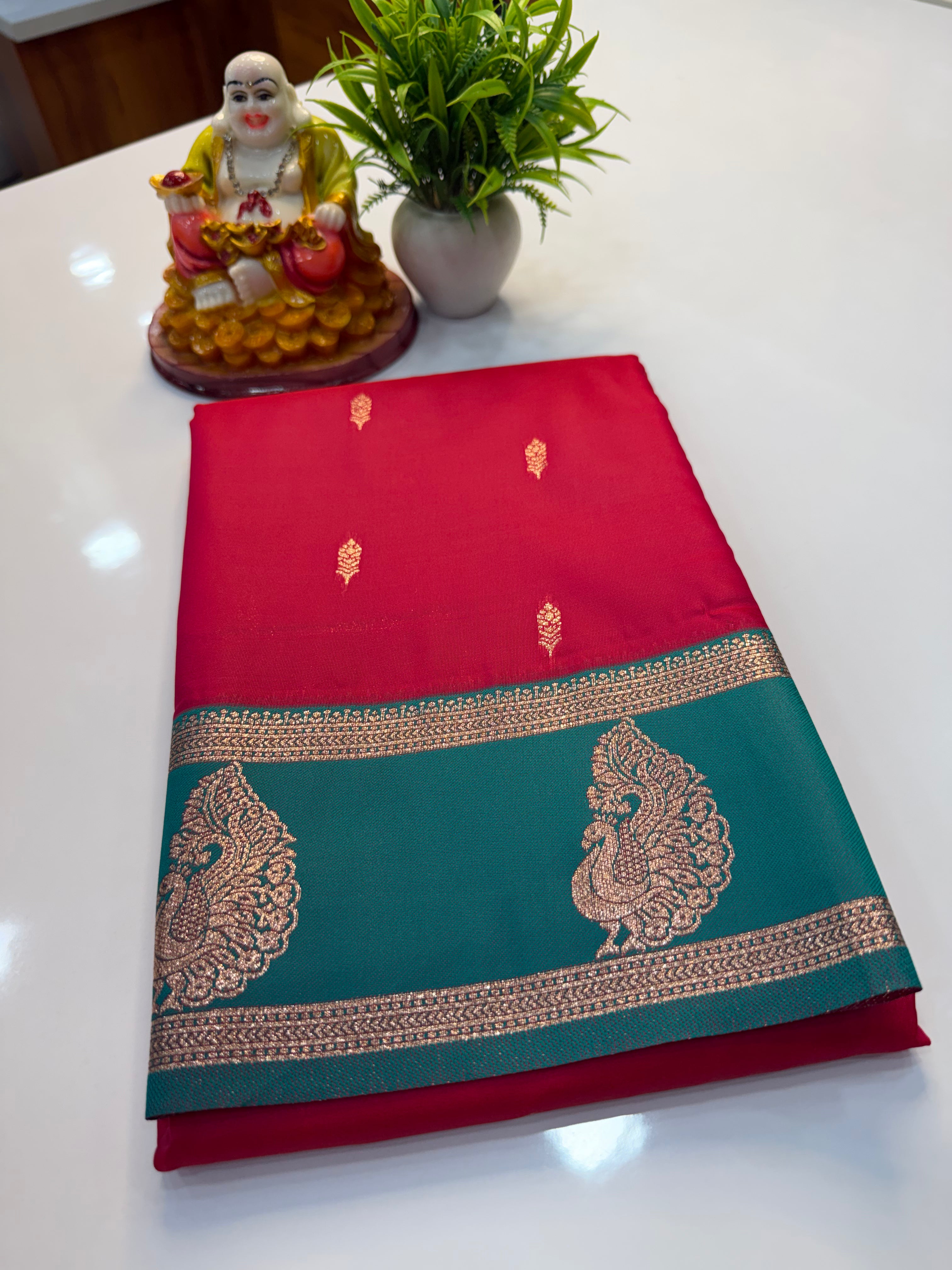 Semi Silk Saree with Buttas & Bentex Border | Rich Pallu | Padmavathi Silks and Sarees