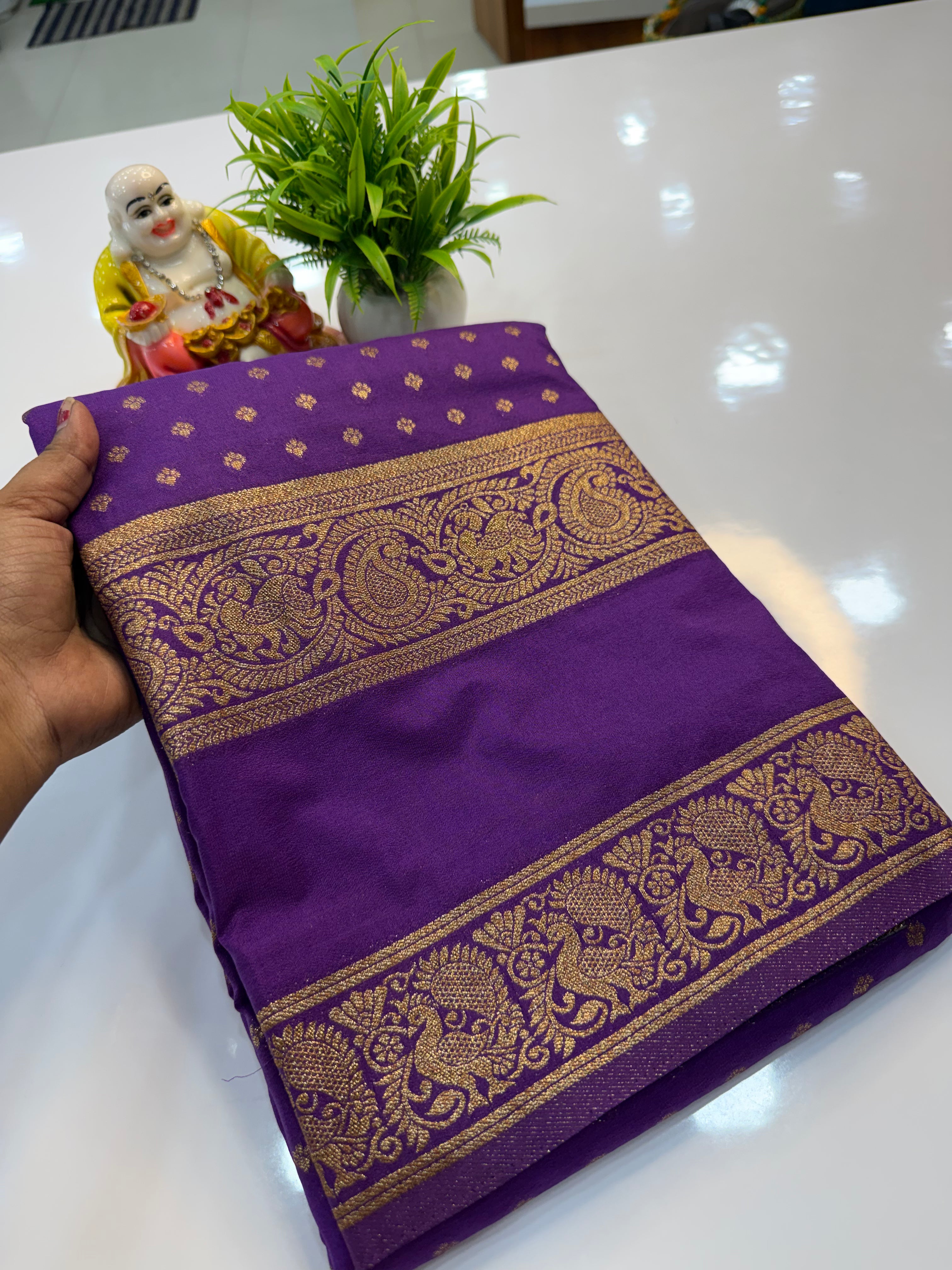 Premium Georgette Saree with Elegant Buttas & Rich Pallu