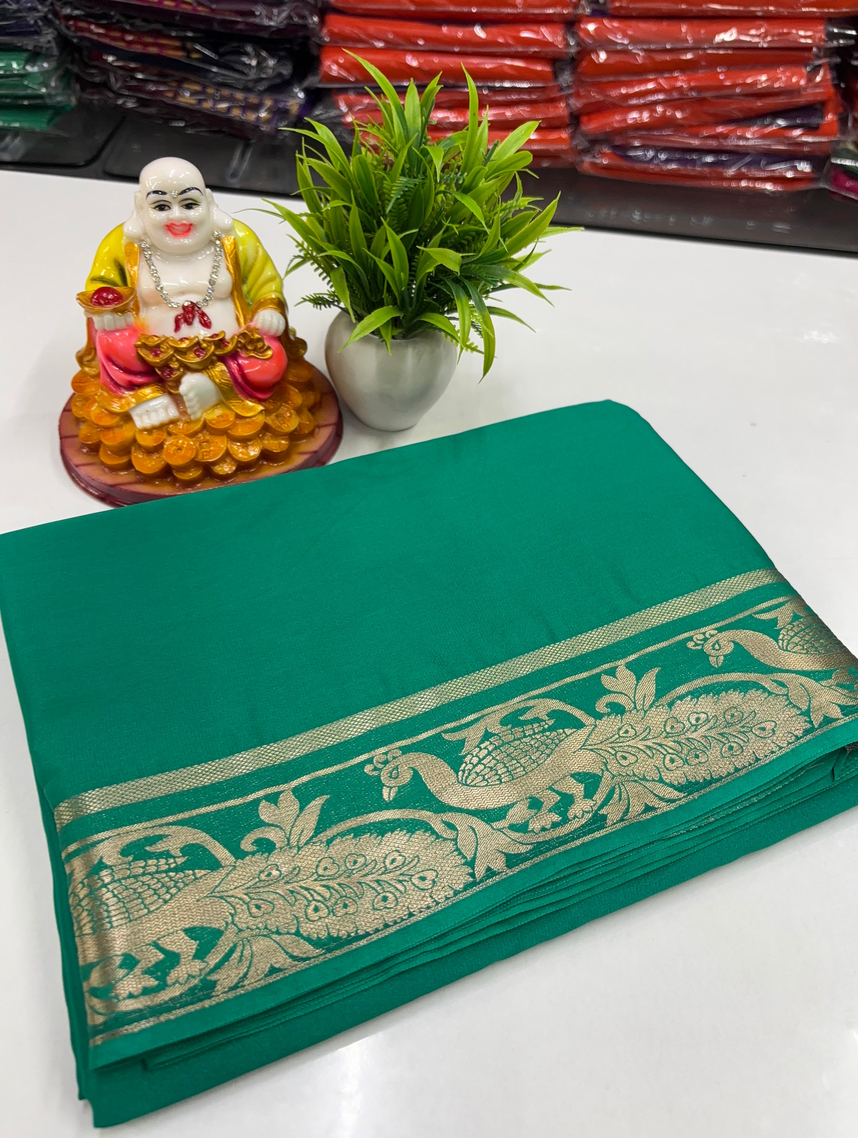 premium mysore crape silk saree with beautiful peacock border need shoipify made from padmavathi silks and sarees