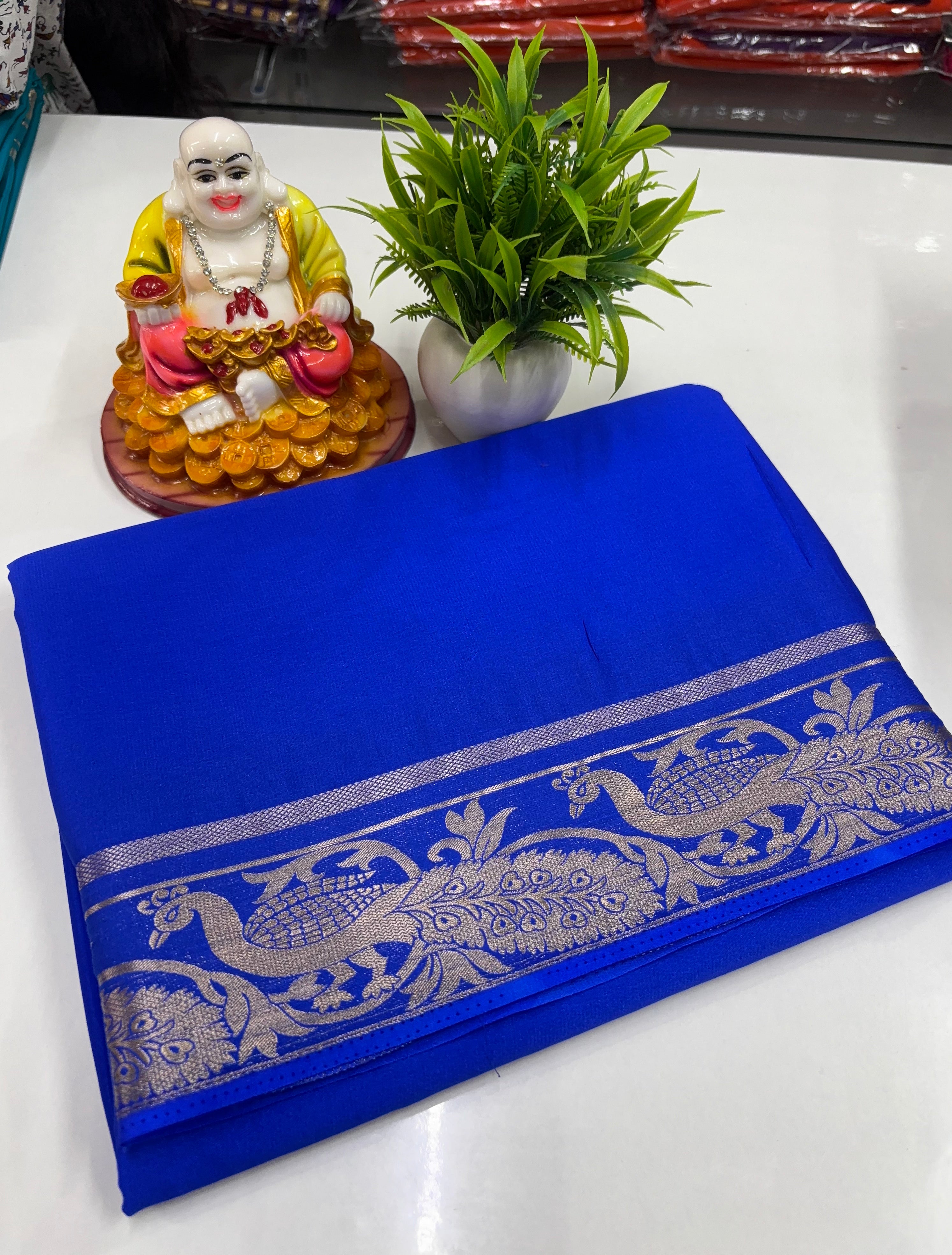 premium mysore crape silk saree with beautiful peacock border need shoipify made from padmavathi silks and sarees