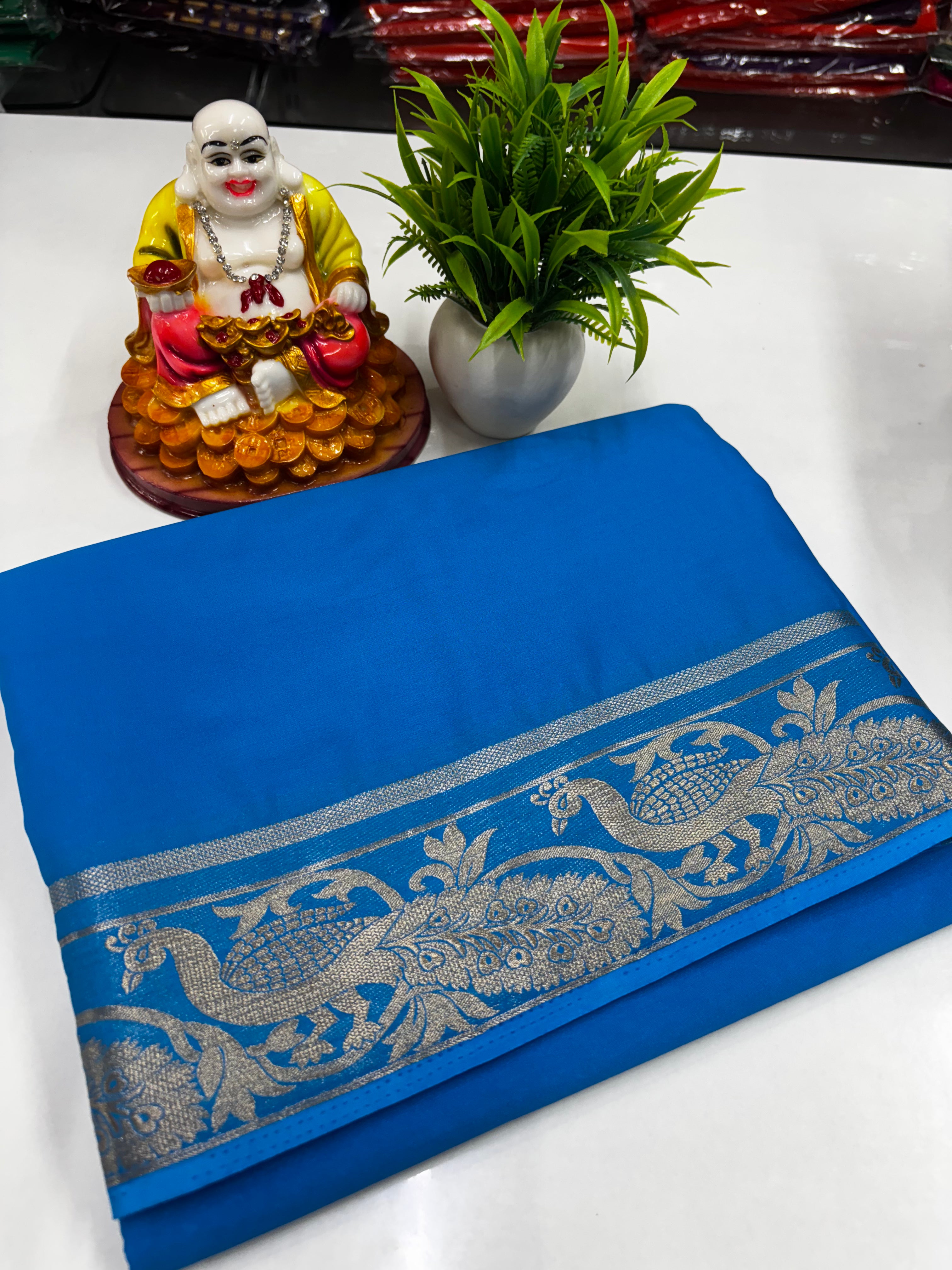premium mysore crape silk saree with beautiful peacock border need shoipify made from padmavathi silks and sarees