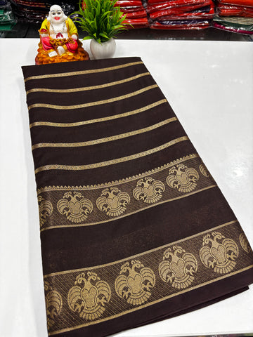 Mysore Crepe Silk Saree with Beautiful Ganda Berunda Design