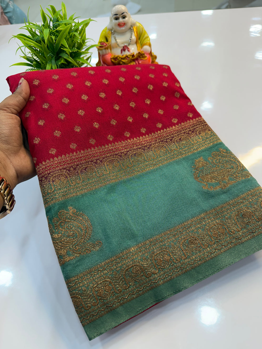 Premium Georgette Saree with Buttas | Rich Pallu & Butta Blouse | Padmavathi Silks and Sarees