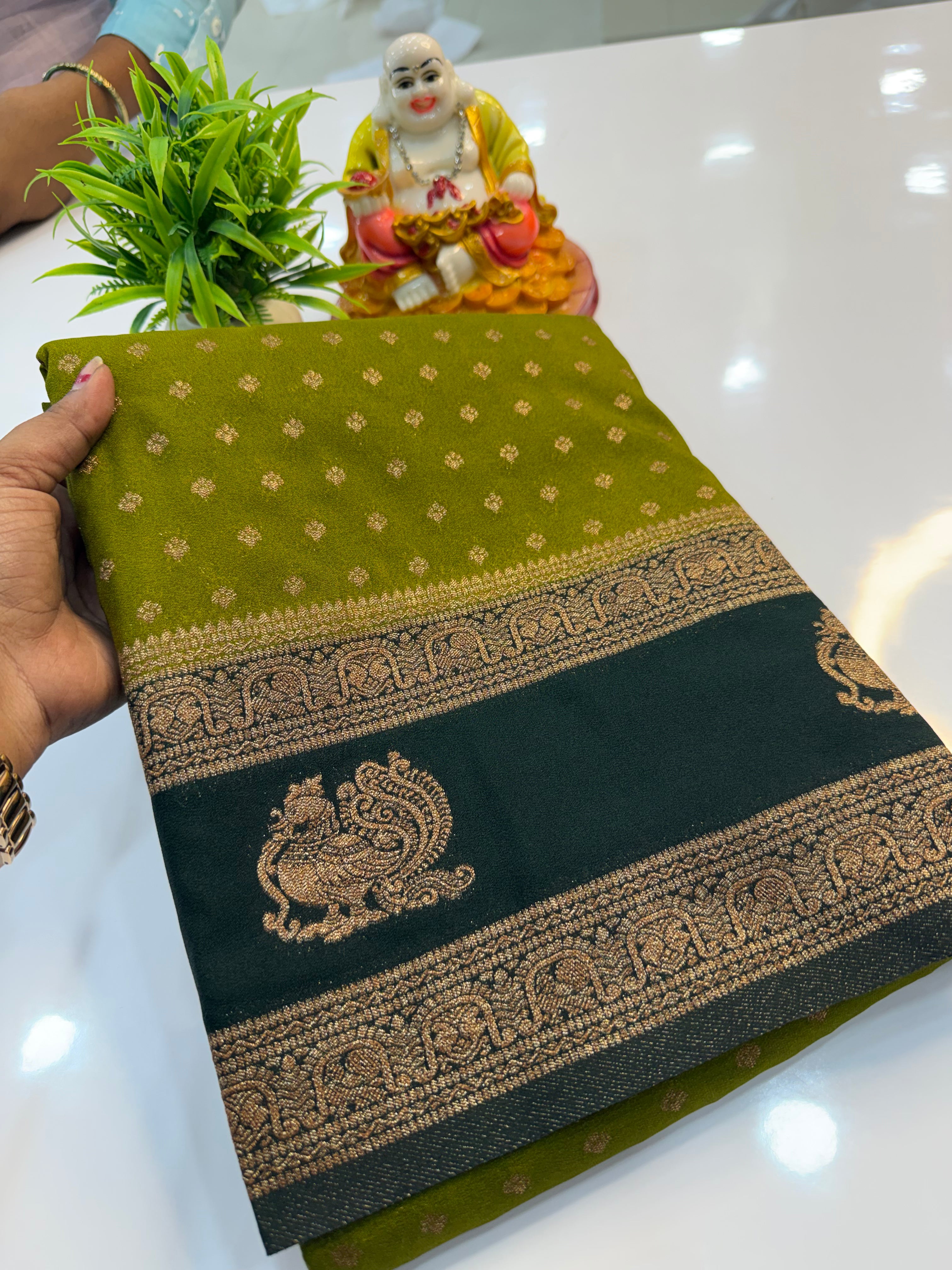 Premium Georgette Saree with Buttas | Rich Pallu & Butta Blouse | Padmavathi Silks and Sarees