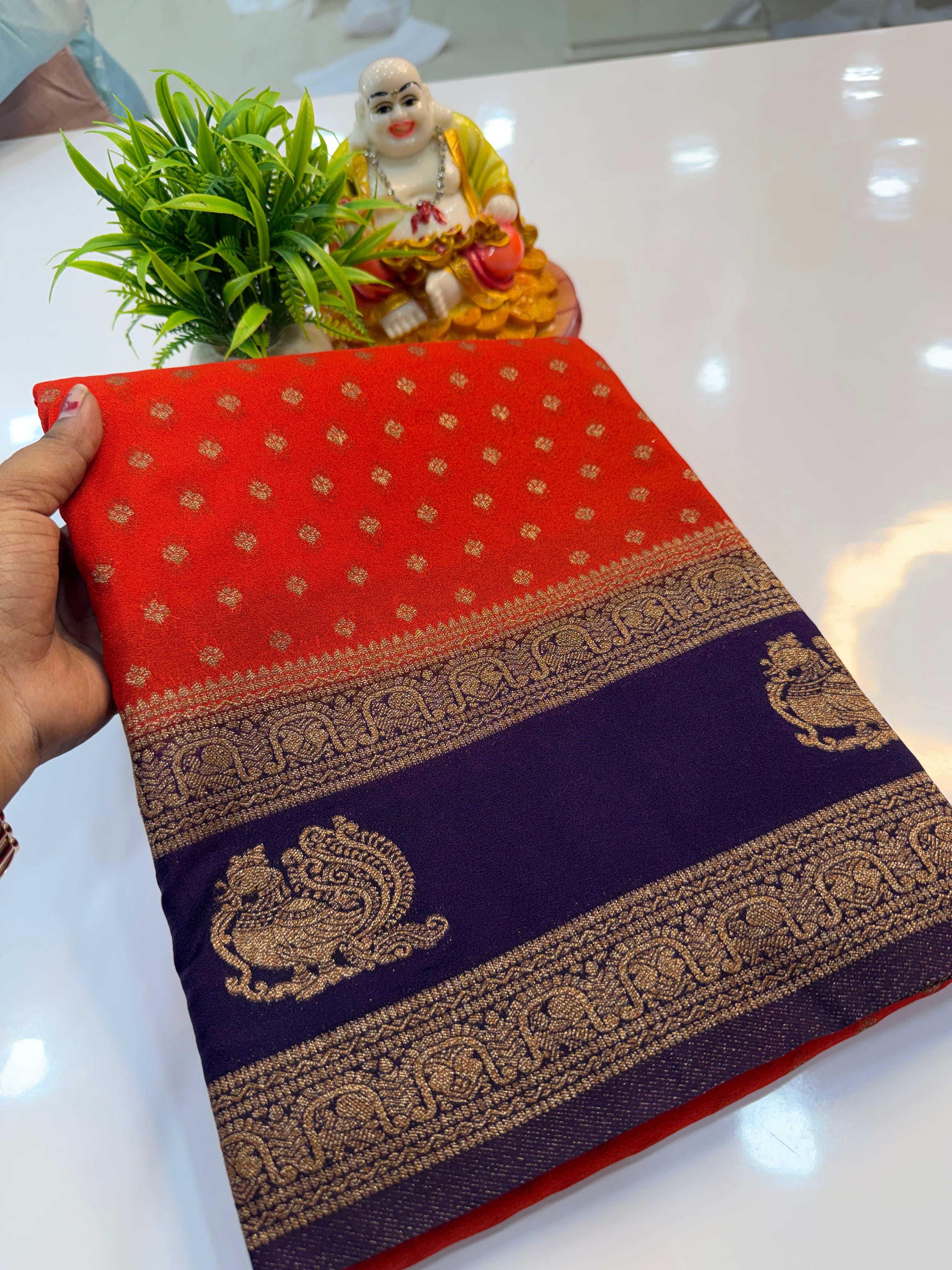 Premium Georgette Saree with Buttas | Rich Pallu & Butta Blouse | Padmavathi Silks and Sarees