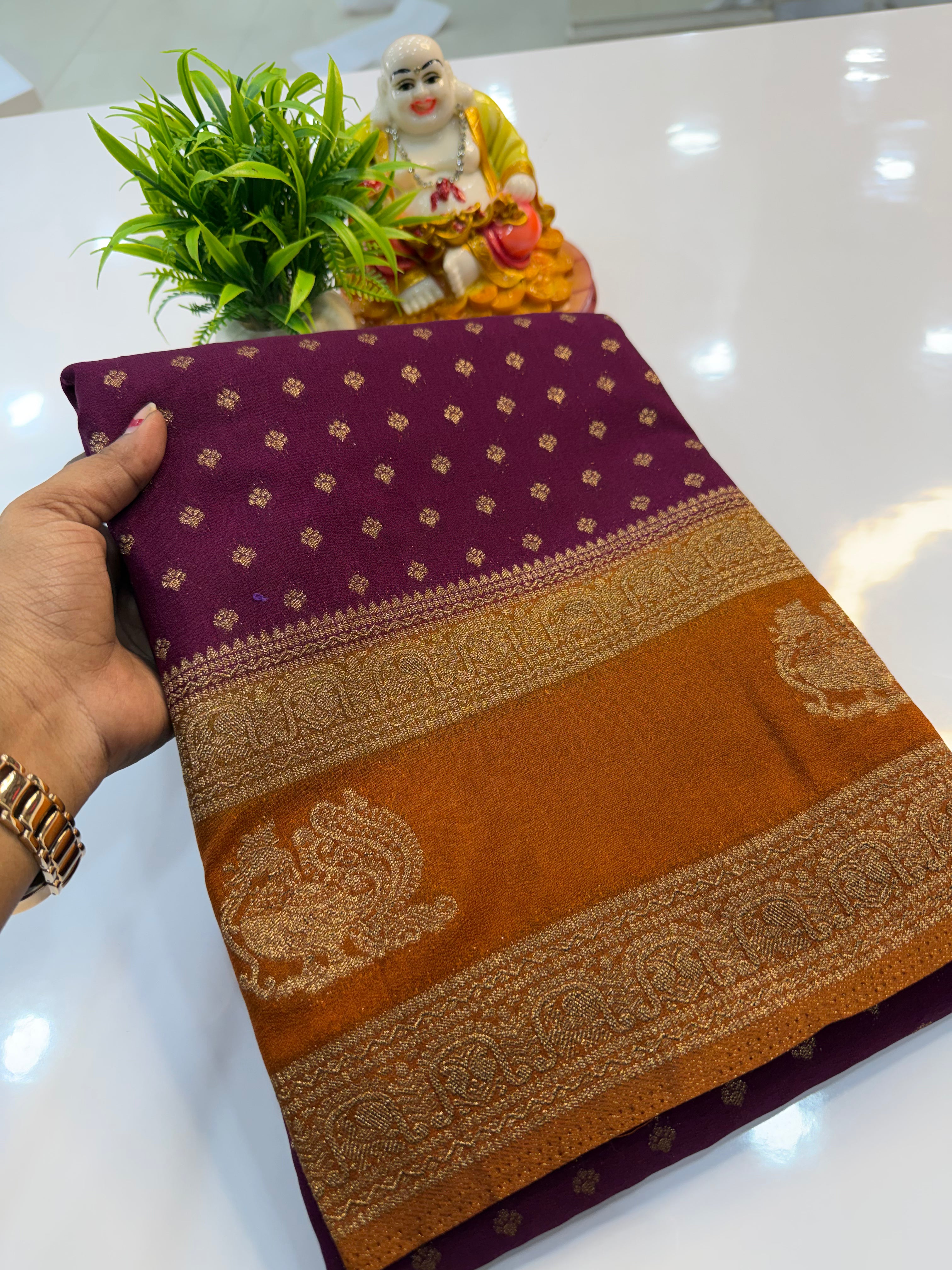 Premium Georgette Saree with Buttas | Rich Pallu & Butta Blouse | Padmavathi Silks and Sarees