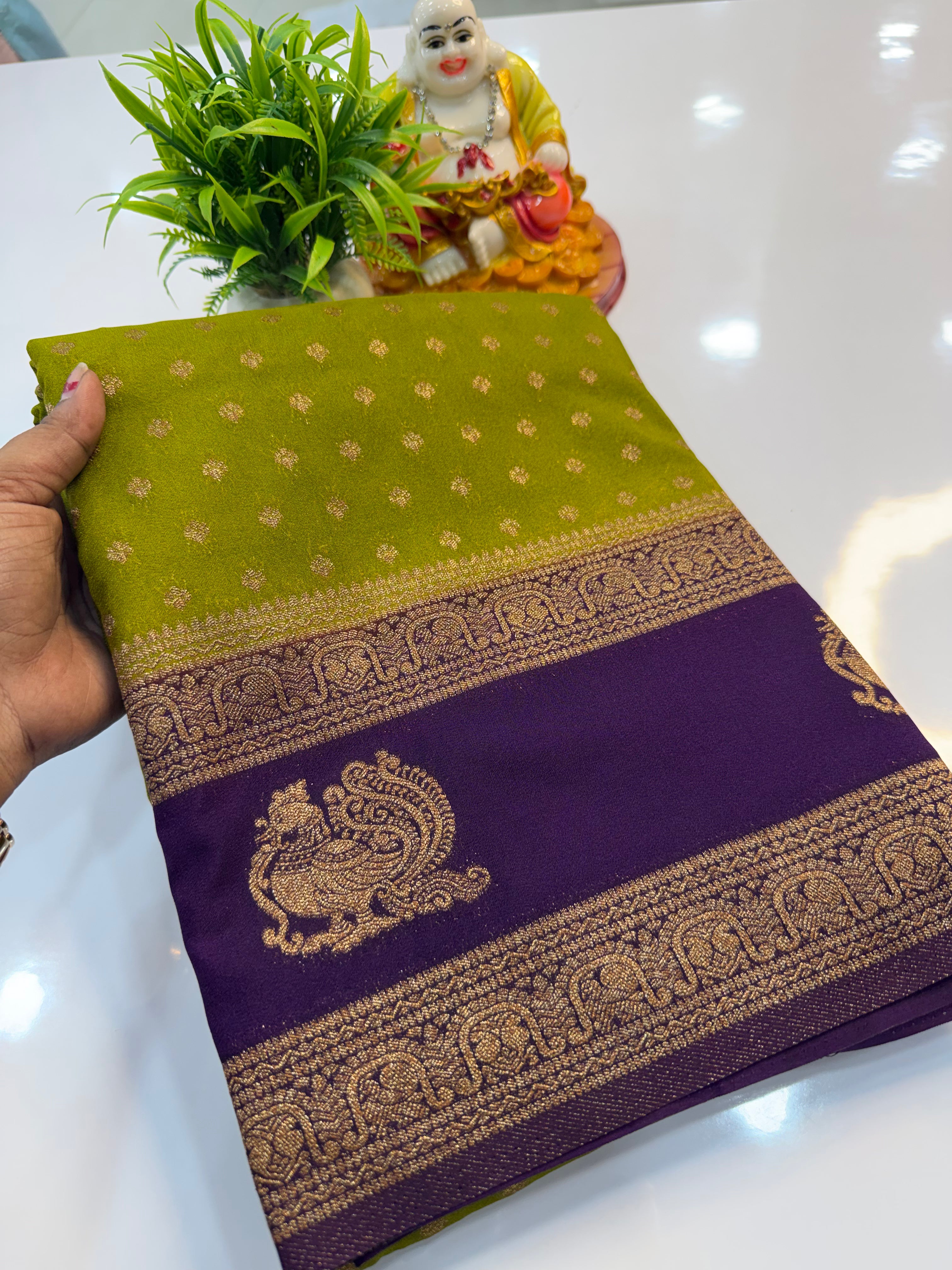 Premium Georgette Saree with Buttas | Rich Pallu & Butta Blouse | Padmavathi Silks and Sarees