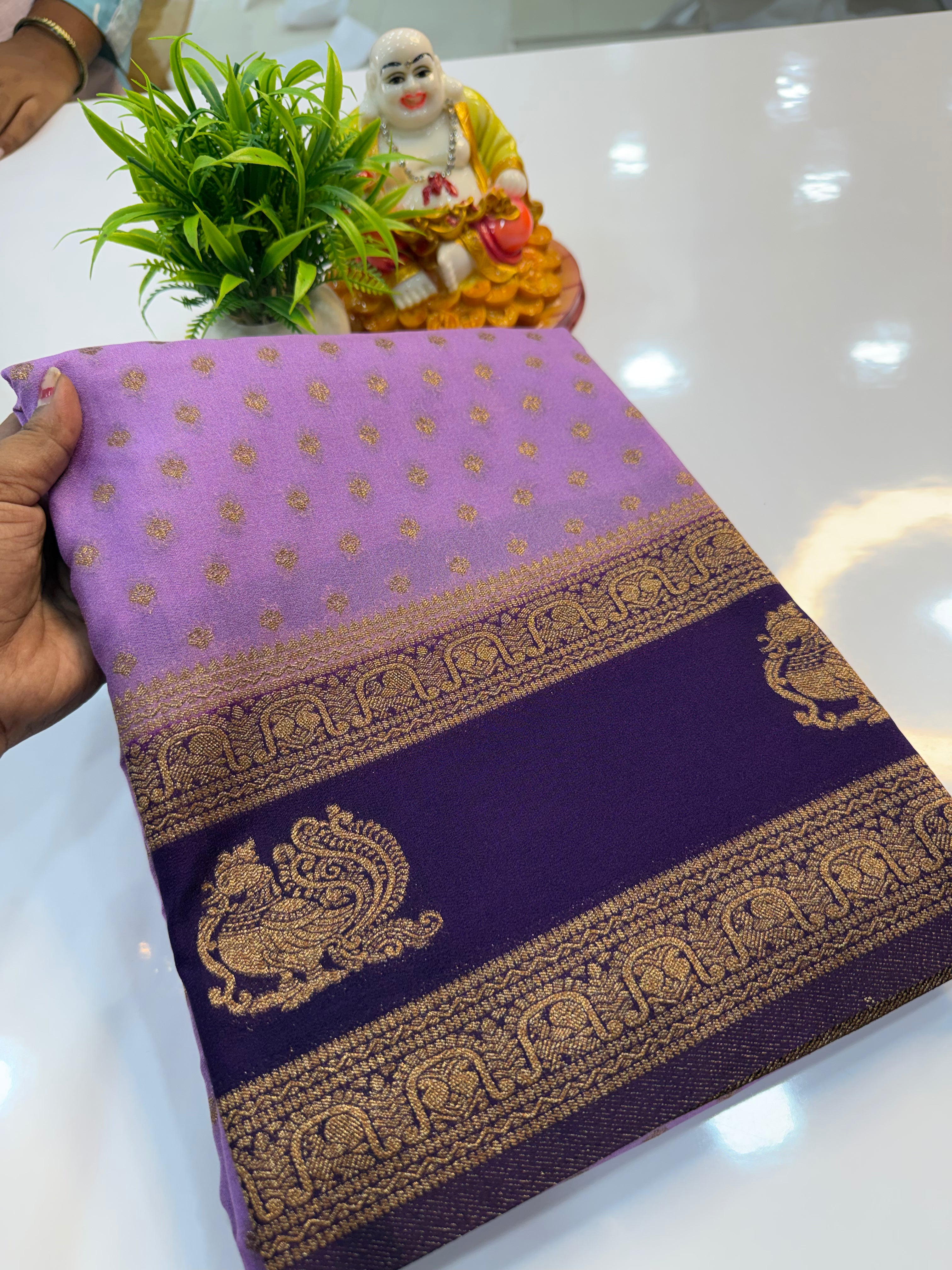 Premium Georgette Saree with Buttas | Rich Pallu & Butta Blouse | Padmavathi Silks and Sarees