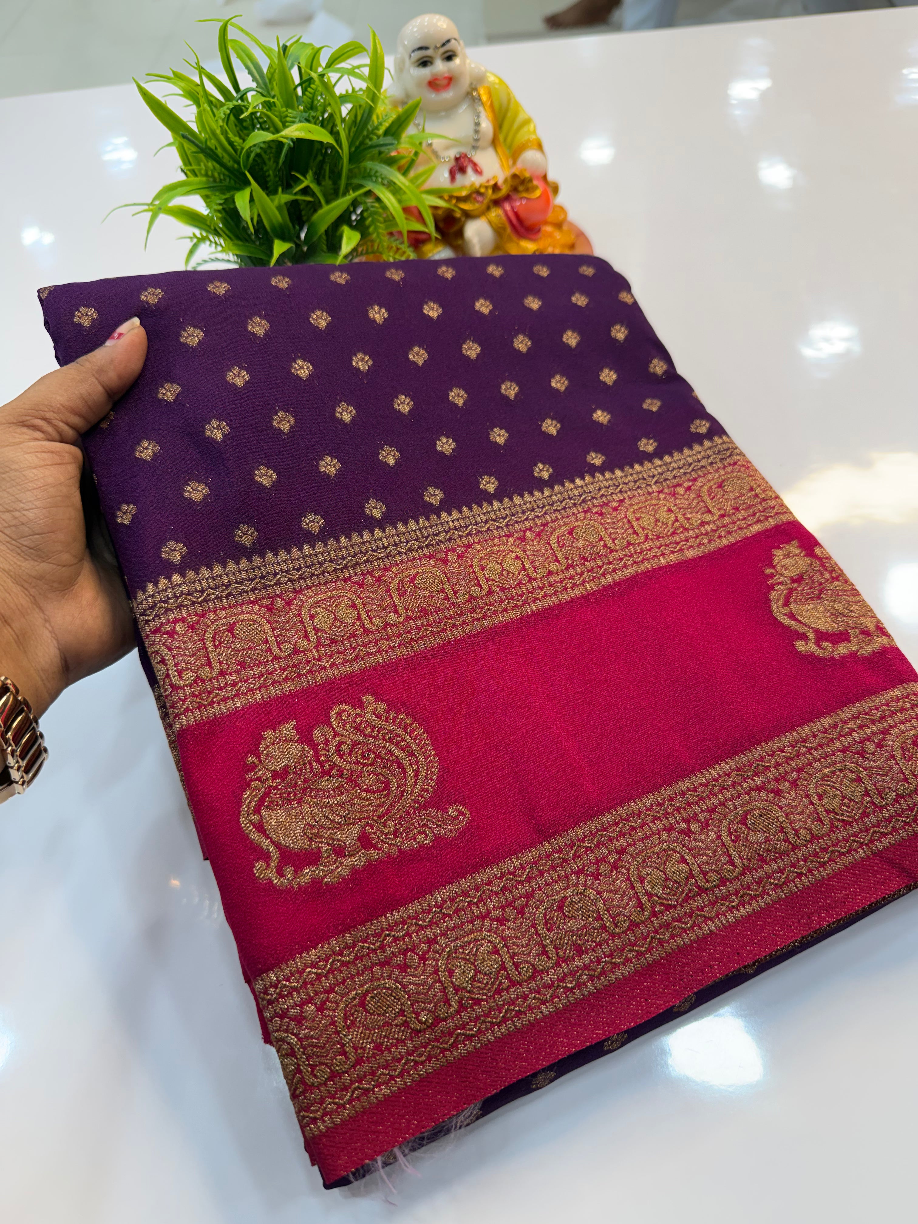 Premium Georgette Saree with Buttas | Rich Pallu & Butta Blouse | Padmavathi Silks and Sarees
