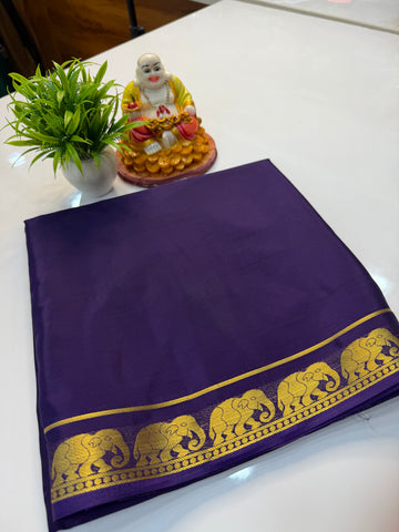 Premium Mysore Crepe Silk Saree with Elephant Design & Chit Pallu