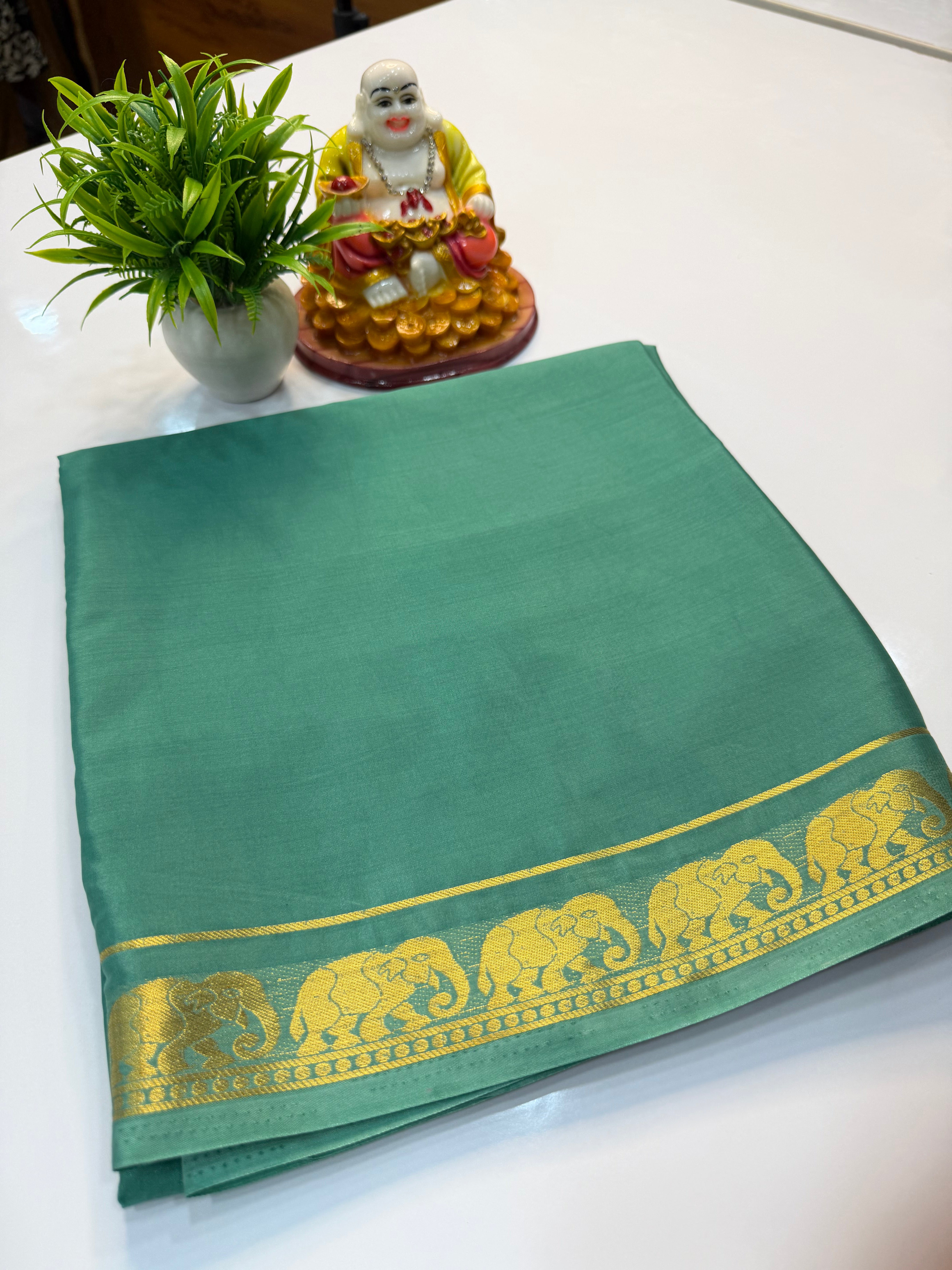 Premium Mysore Crepe Silk Saree with Elephant Design & Chit Pallu