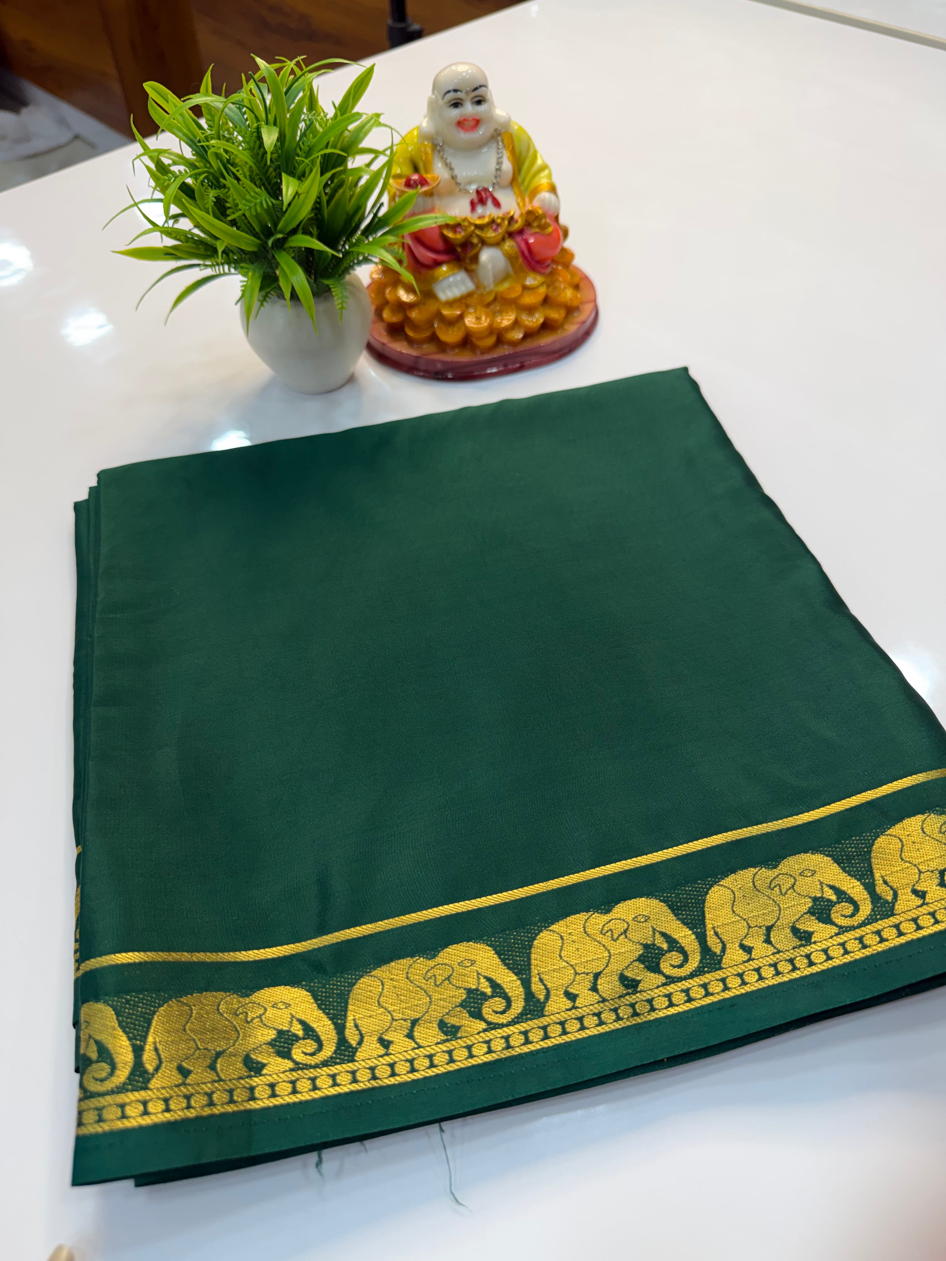 Premium Mysore Crepe Silk Saree with Elephant Design & Chit Pallu