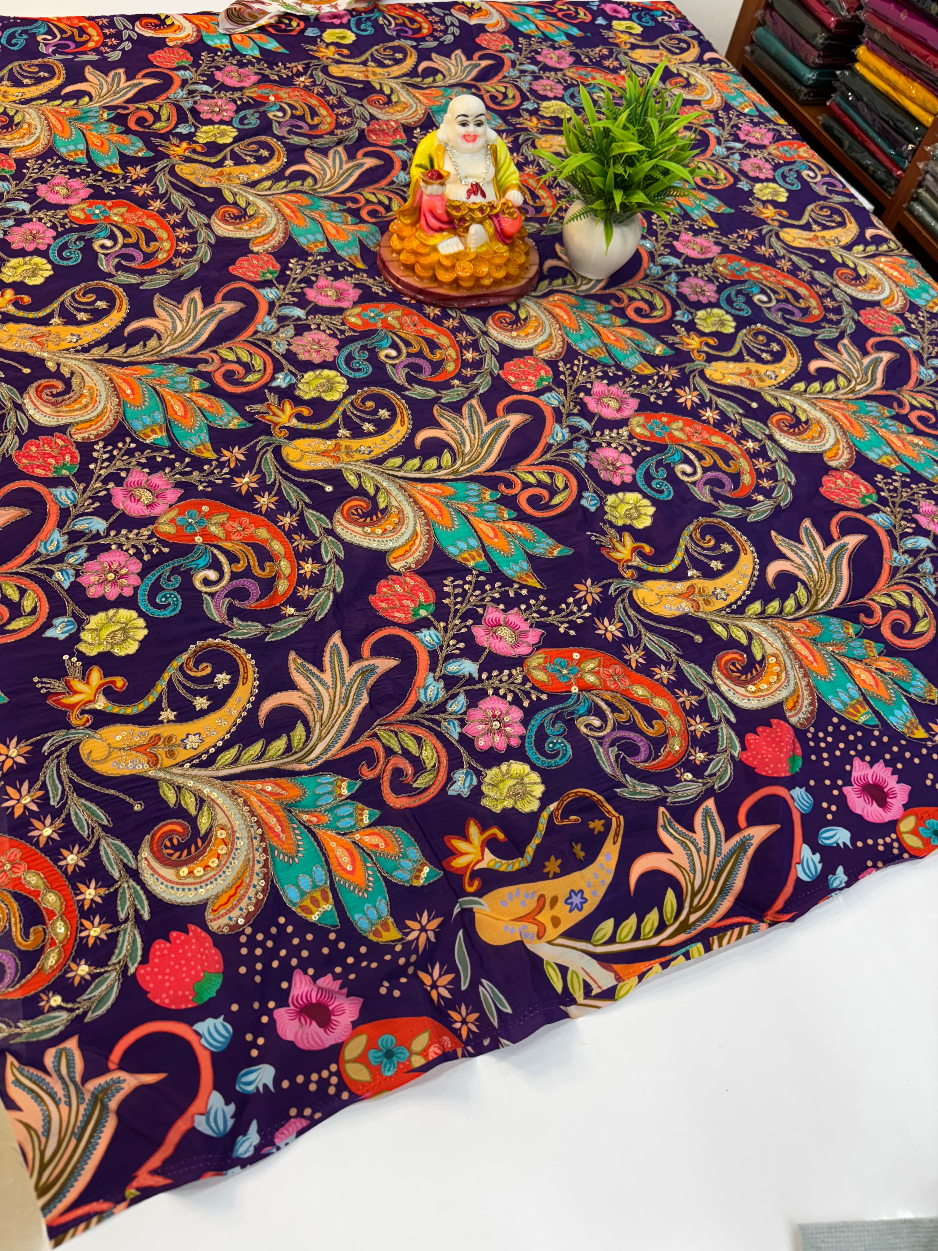 🛍️ Premium Kalamkari natutral crape silk blouse