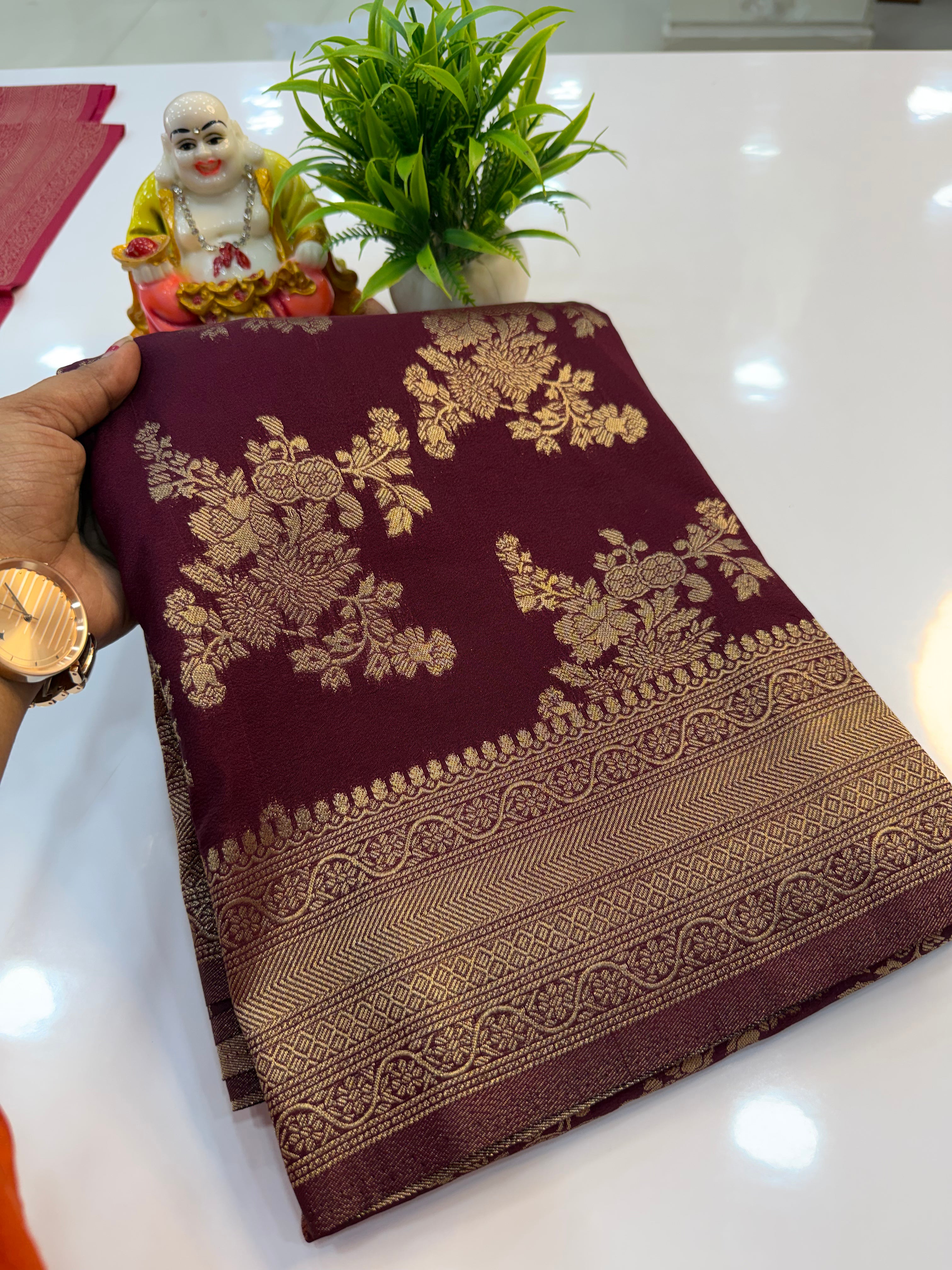 Georgette Saree with Jaal Pattern | Rich Pallu & Butta Blouse