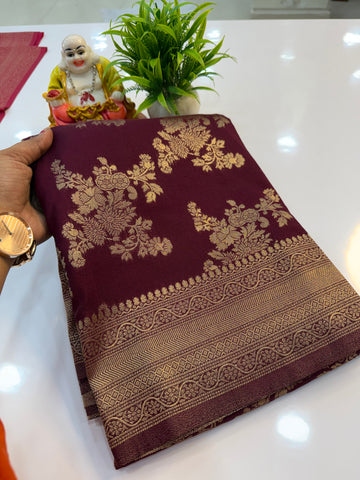 Georgette Saree with Jaal Pattern | Rich Pallu & Butta Blouse