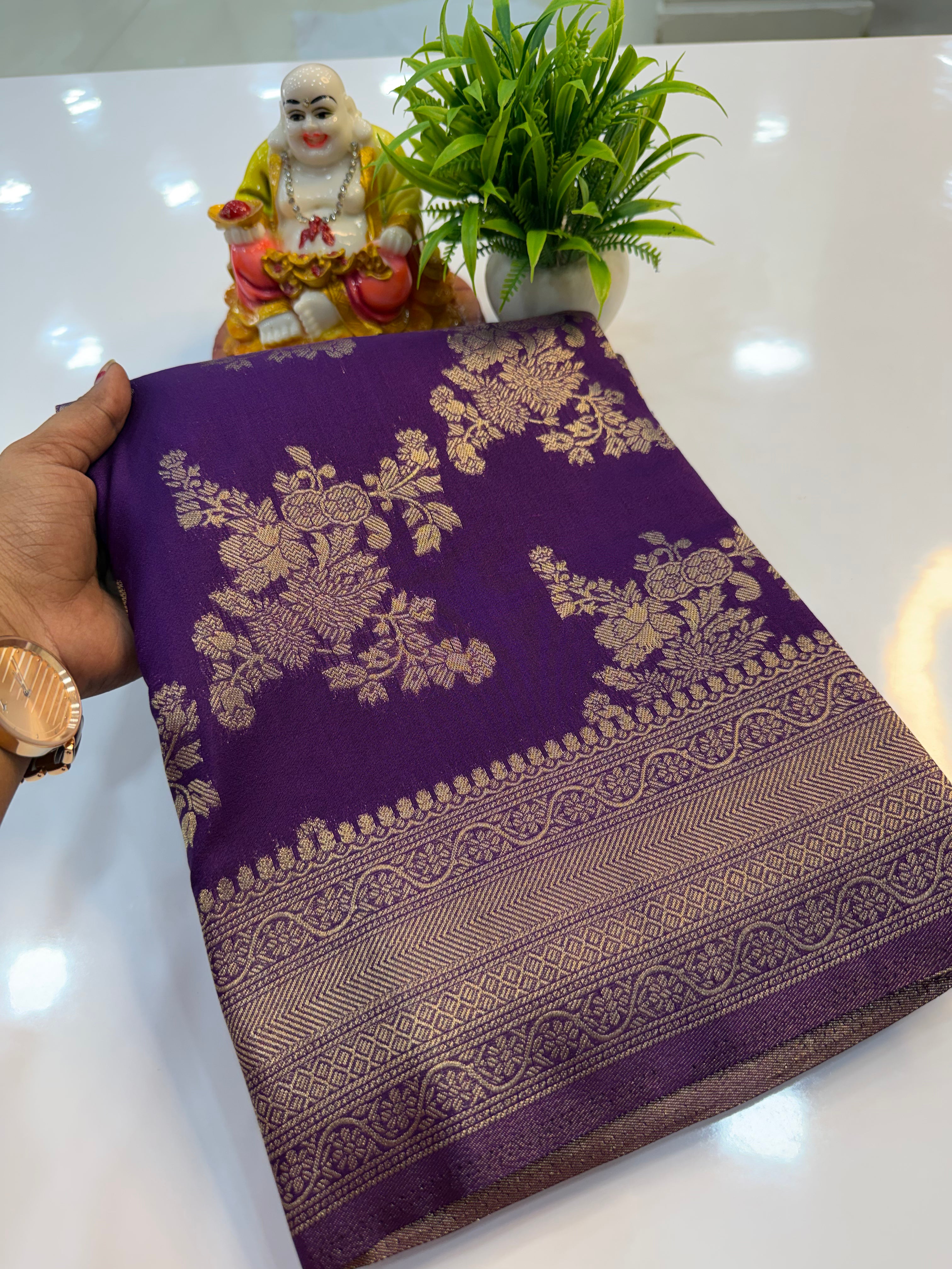 Georgette Saree with Jaal Pattern | Rich Pallu & Butta Blouse