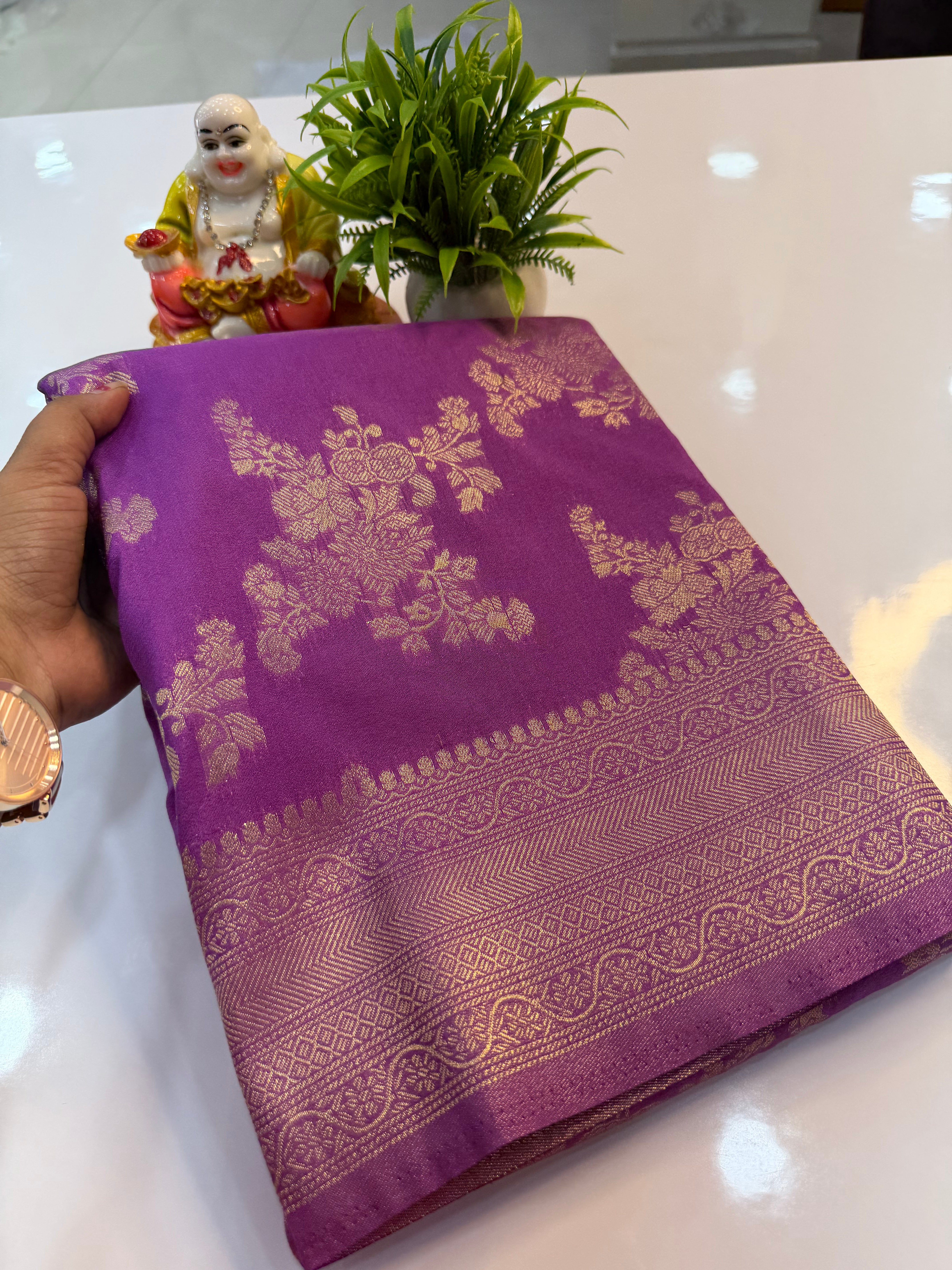 Georgette Saree with Jaal Pattern | Rich Pallu & Butta Blouse