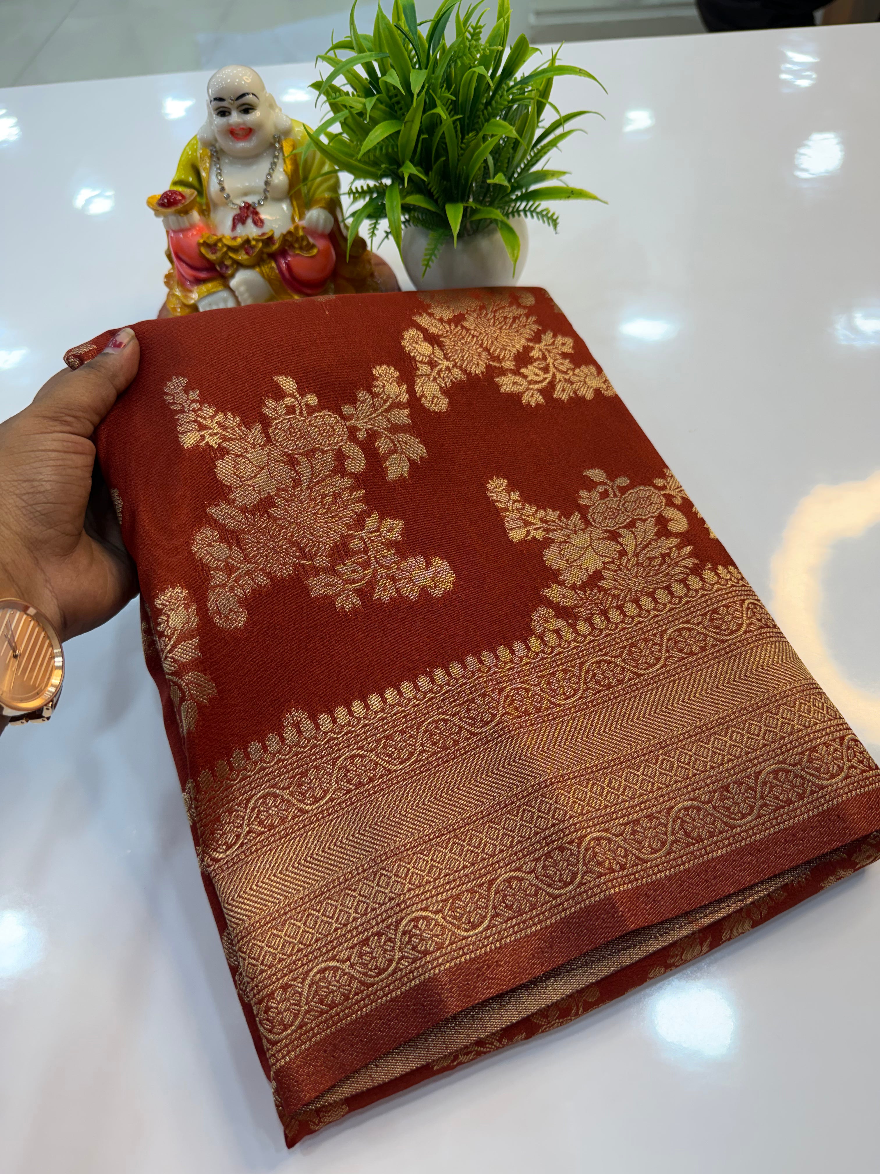 Georgette Saree with Jaal Pattern | Rich Pallu & Butta Blouse