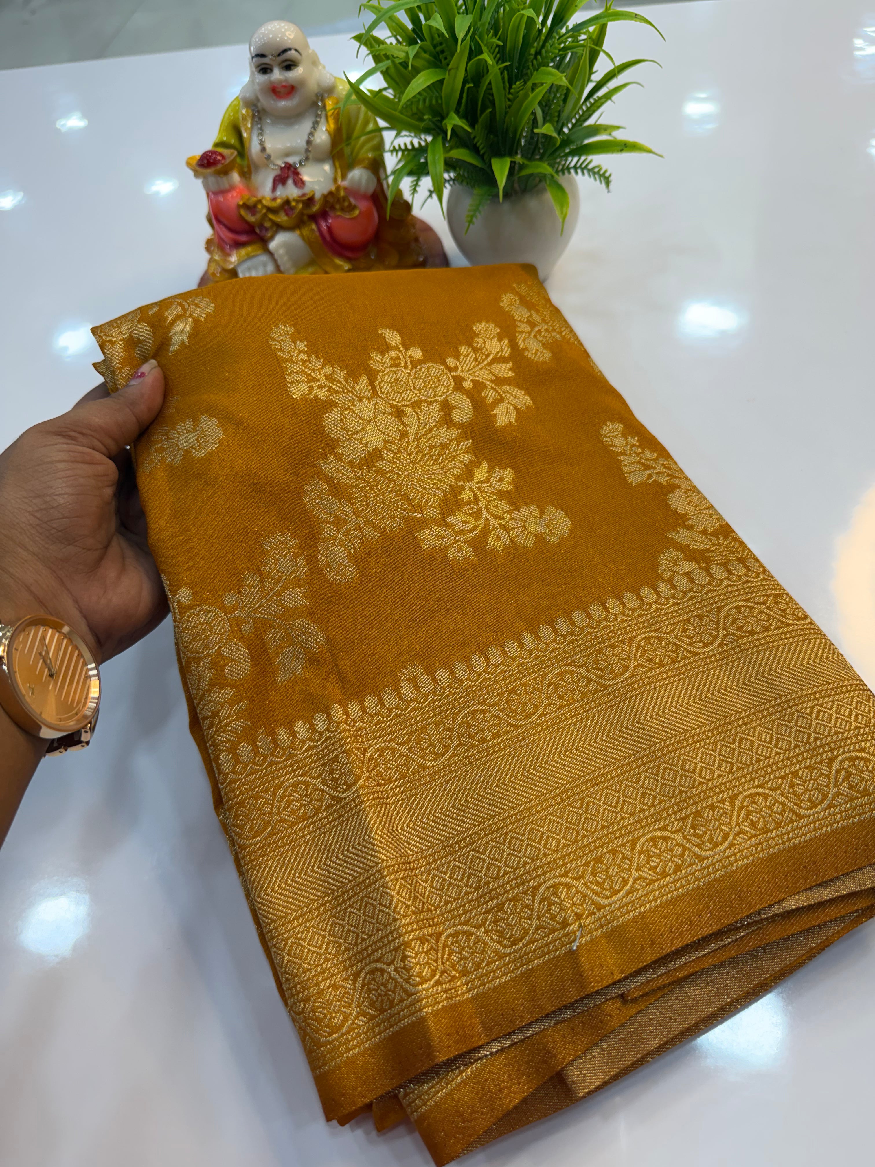Georgette Saree with Jaal Pattern | Rich Pallu & Butta Blouse