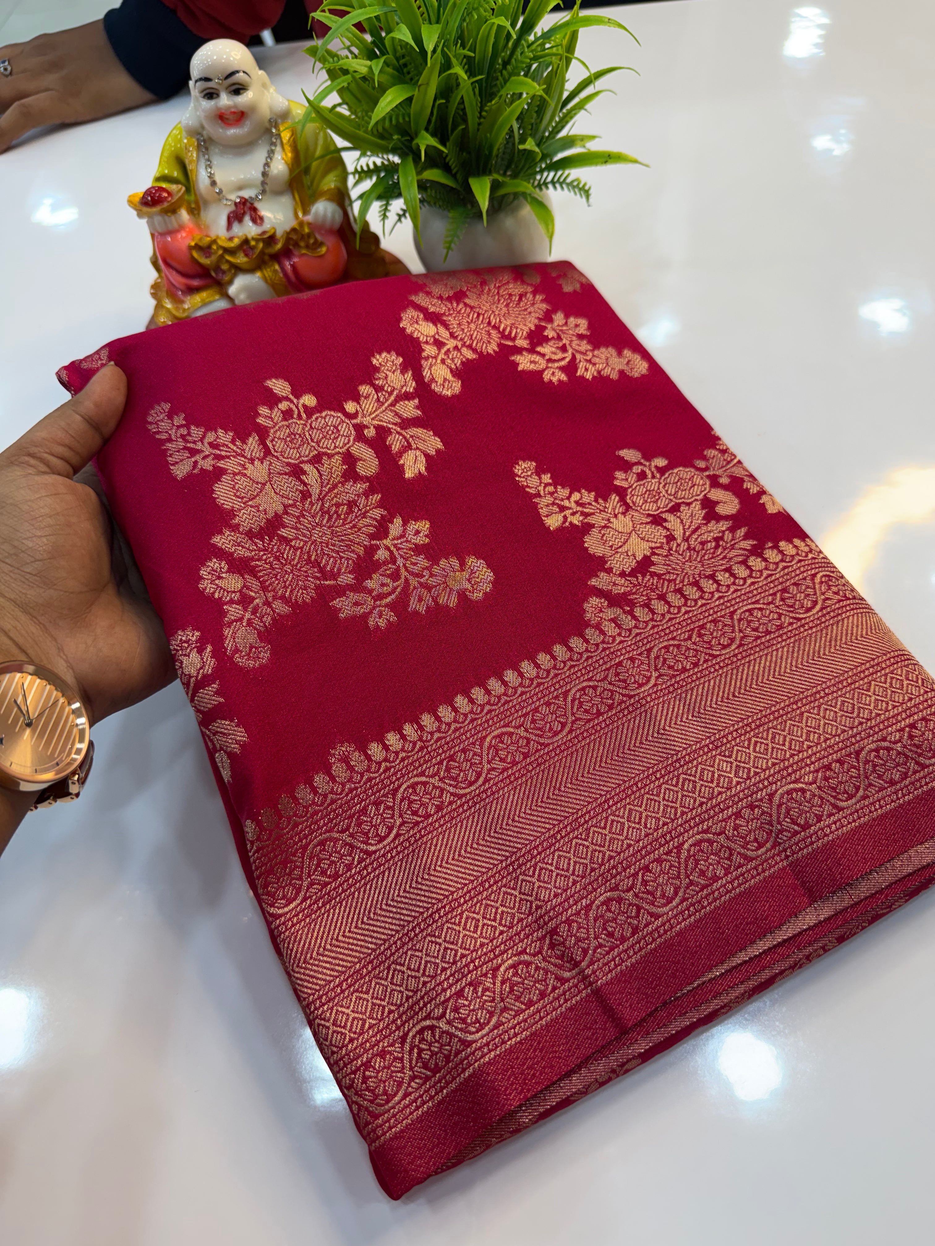Georgette Saree with Jaal Pattern | Rich Pallu & Butta Blouse