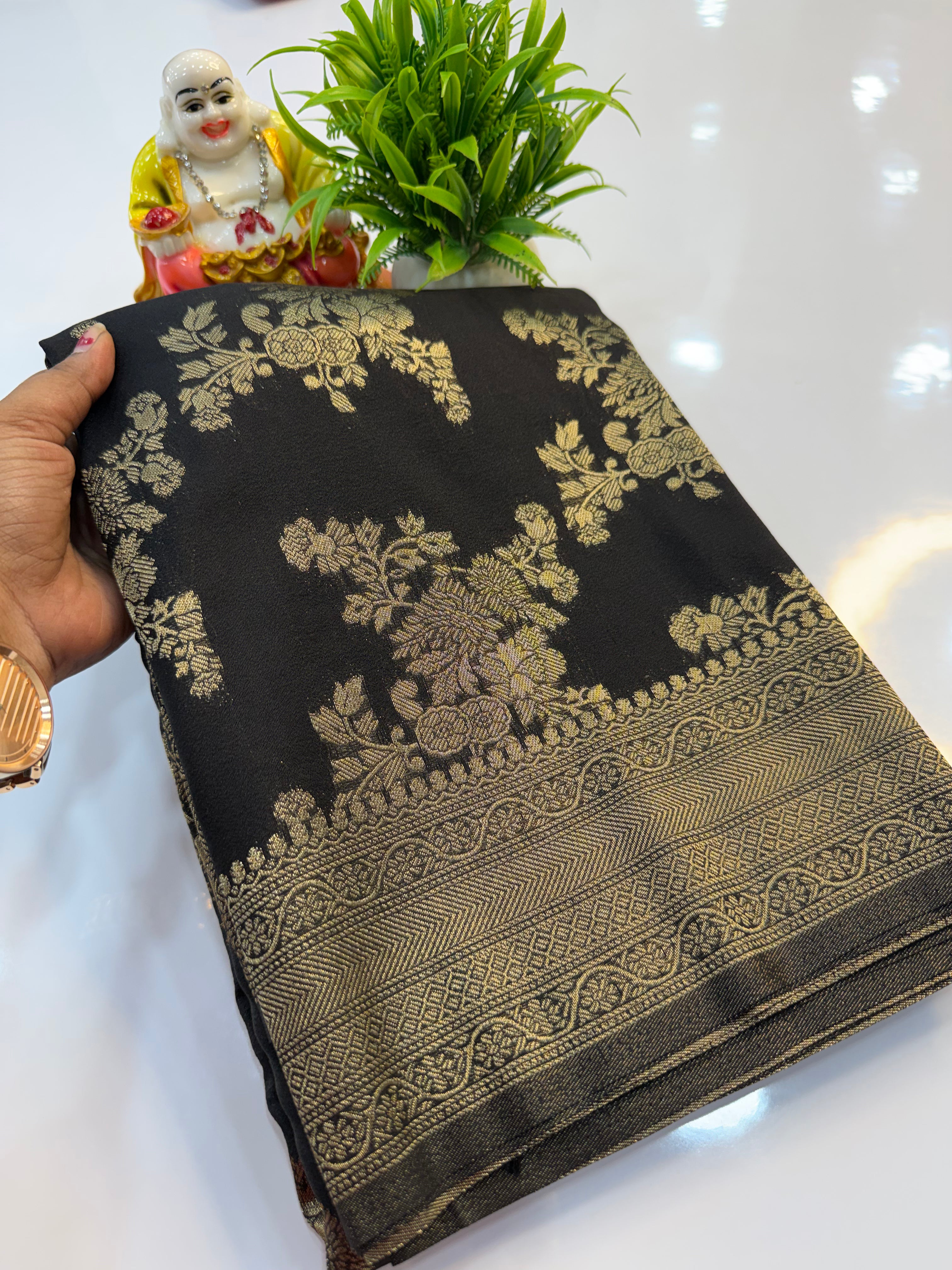 Georgette Saree with Jaal Pattern | Rich Pallu & Butta Blouse
